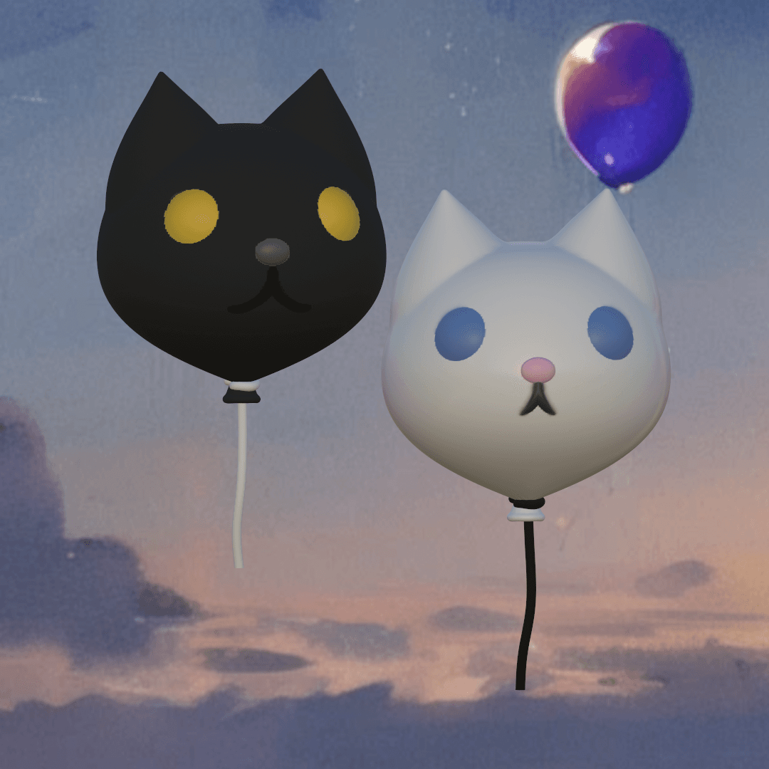 Cat Balloons 3d model