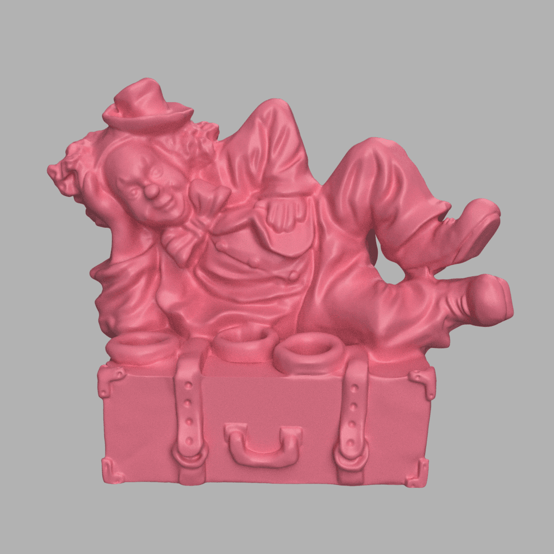 Clown lying on a suitcase 3d model