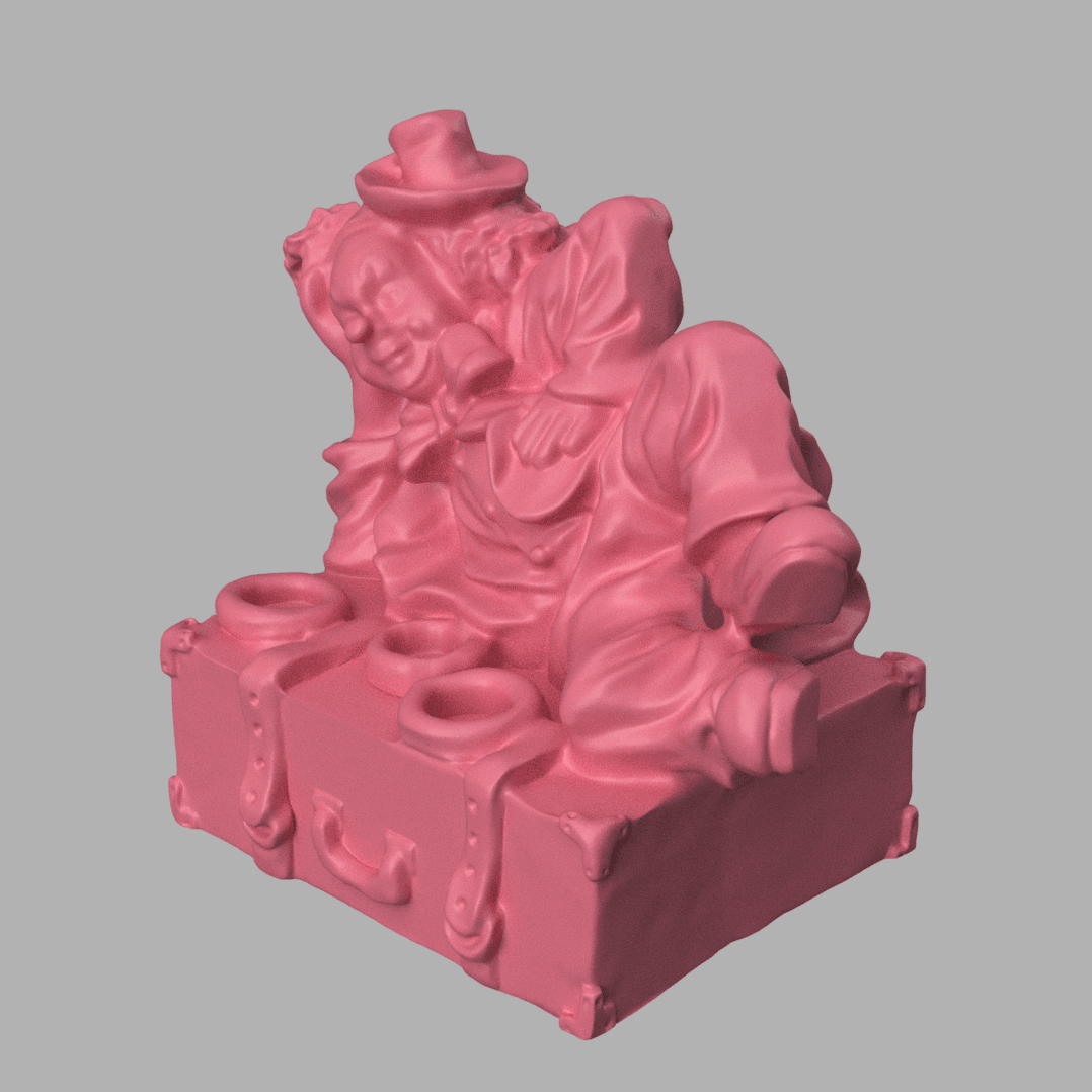 Clown lying on a suitcase 3d model