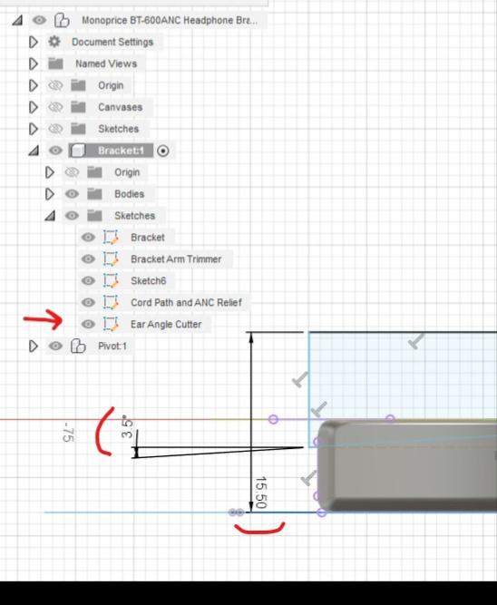 Monoprice BT-600ANC Headphone Arm Replacement - Ear Angle Cutter adjustment - 3d model