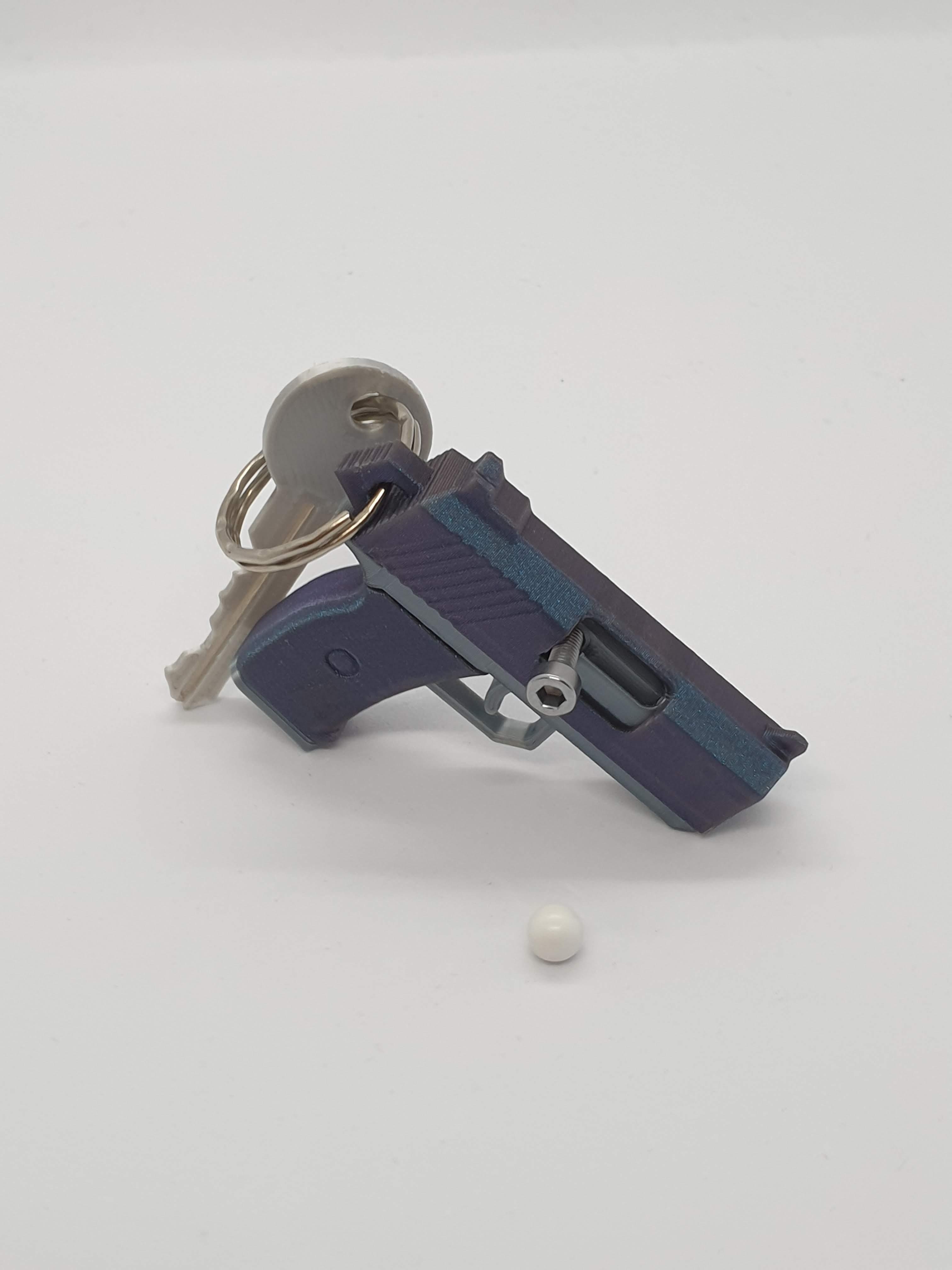 Pistol Keychain — Functional Blaster & Fidget Toy 3d model