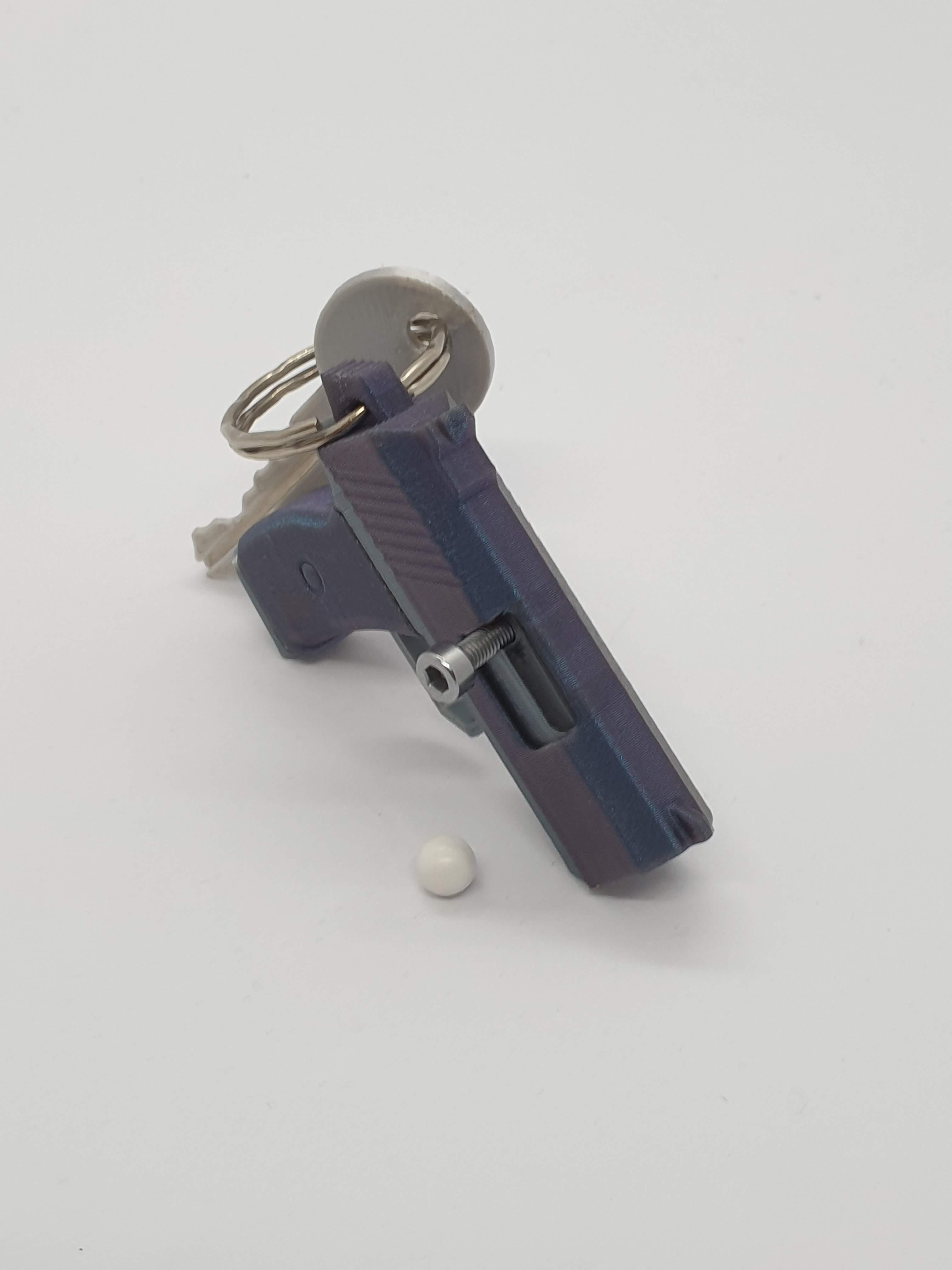 Pistol Keychain — Functional Blaster & Fidget Toy 3d model