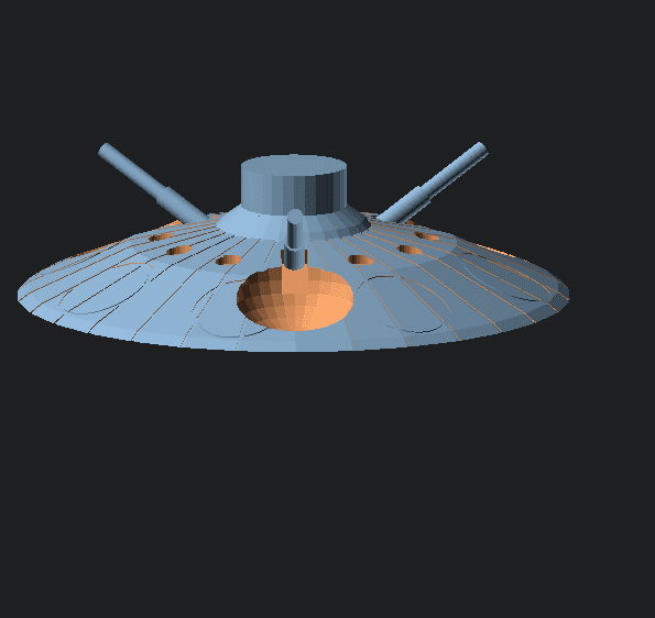 UFO with internal cavity and LED capable 3d model