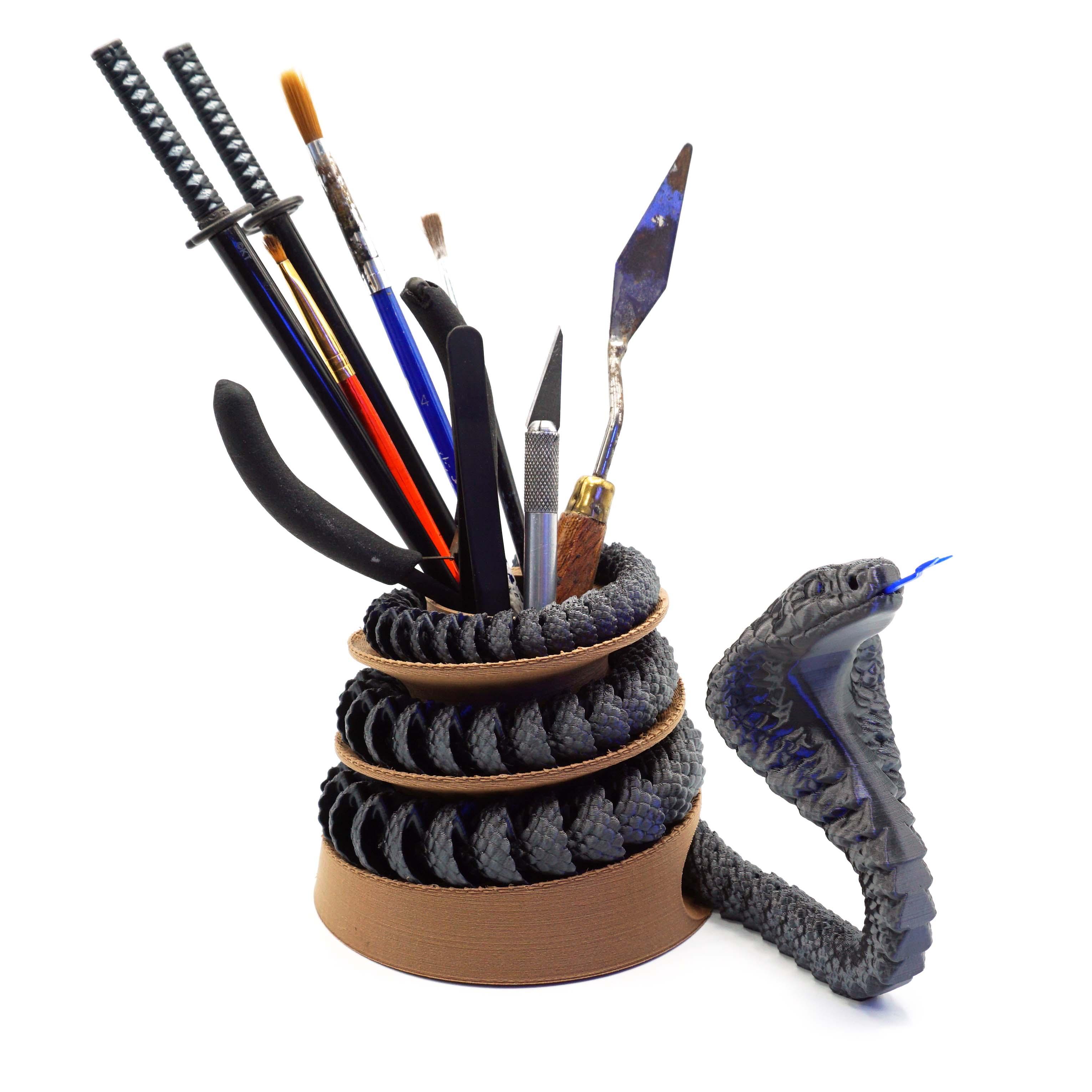 Articulated Cobra + Pencil Holder 3d model