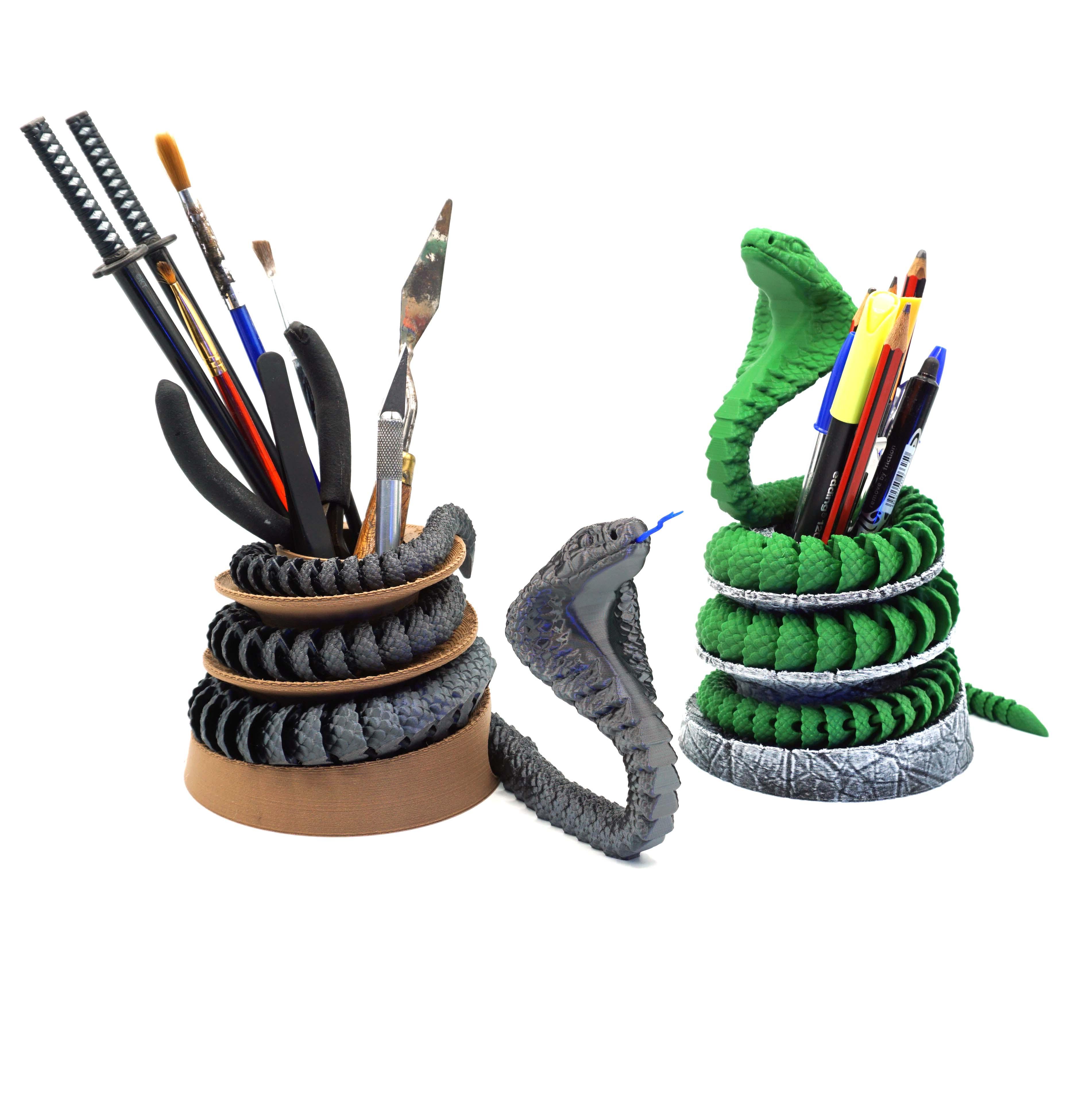 Articulated Cobra + Pencil Holder 3d model