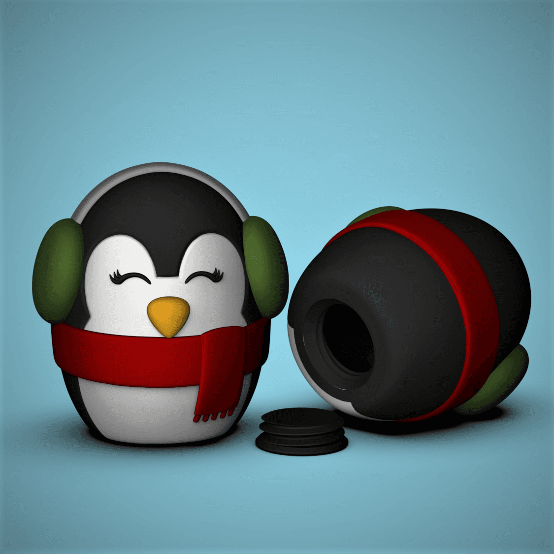 Cute Penguin Container 3d model