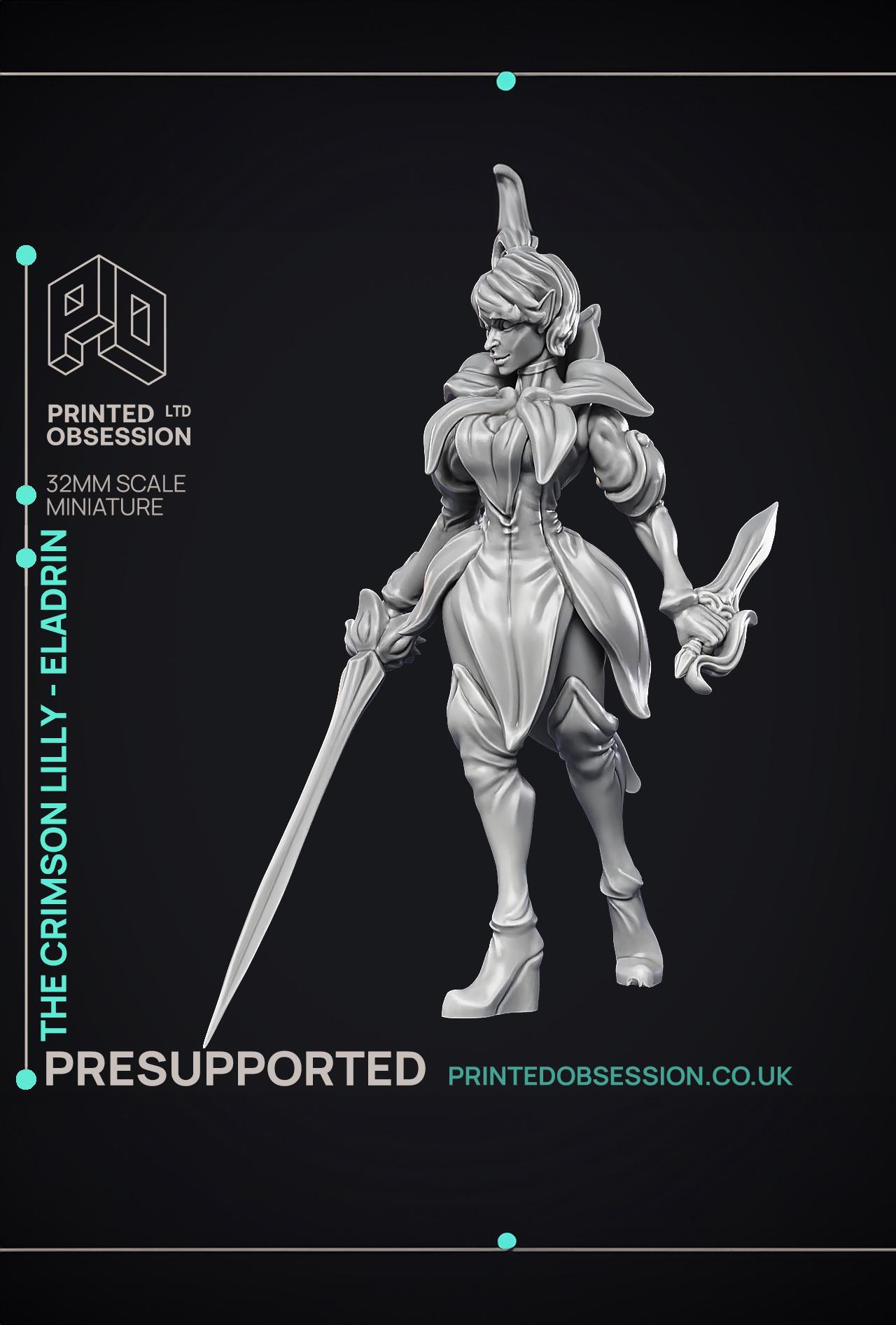 Crimson Lilly - Eladrin - PRESUPPORTED - 32mm scale  3d model