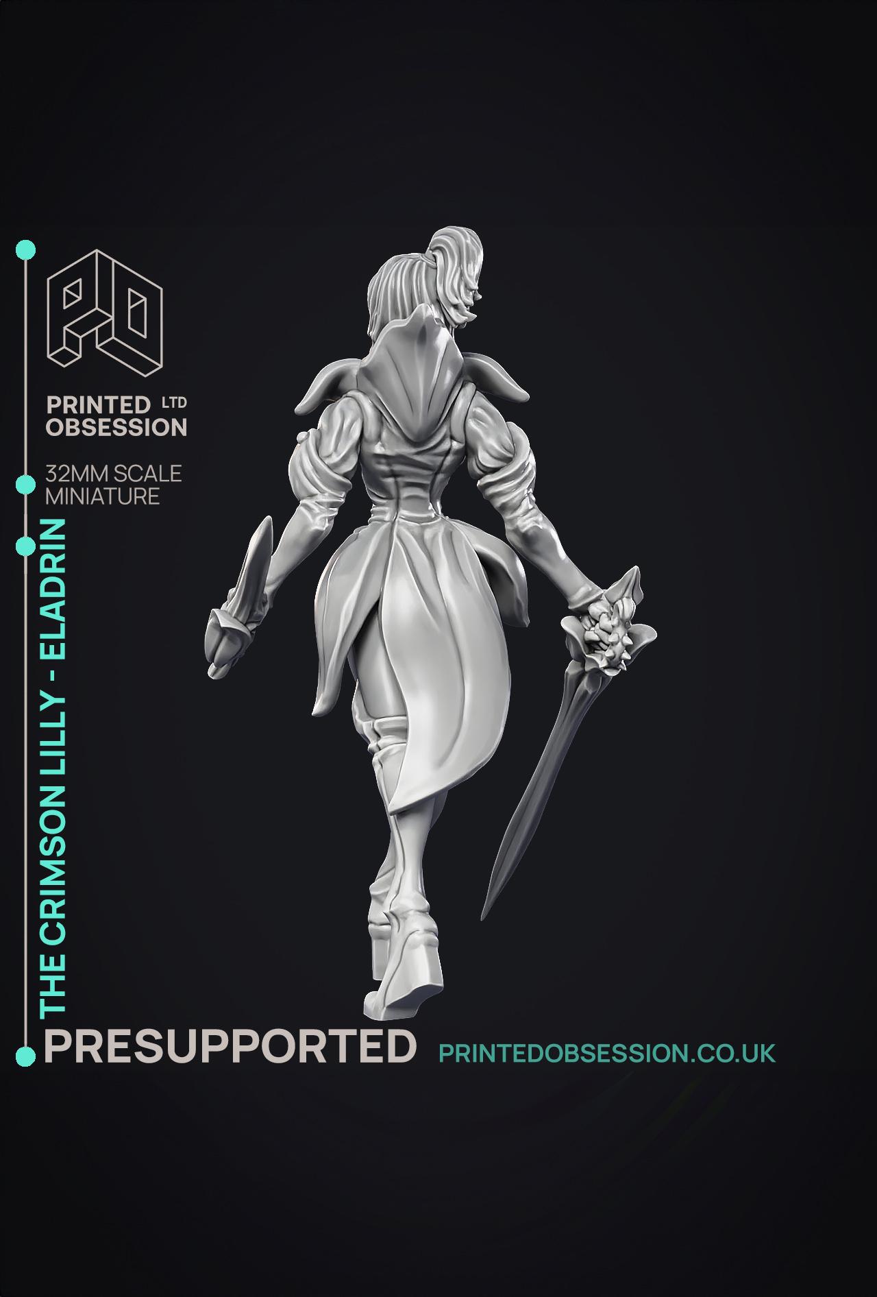 Crimson Lilly - Eladrin - PRESUPPORTED - 32mm scale  3d model