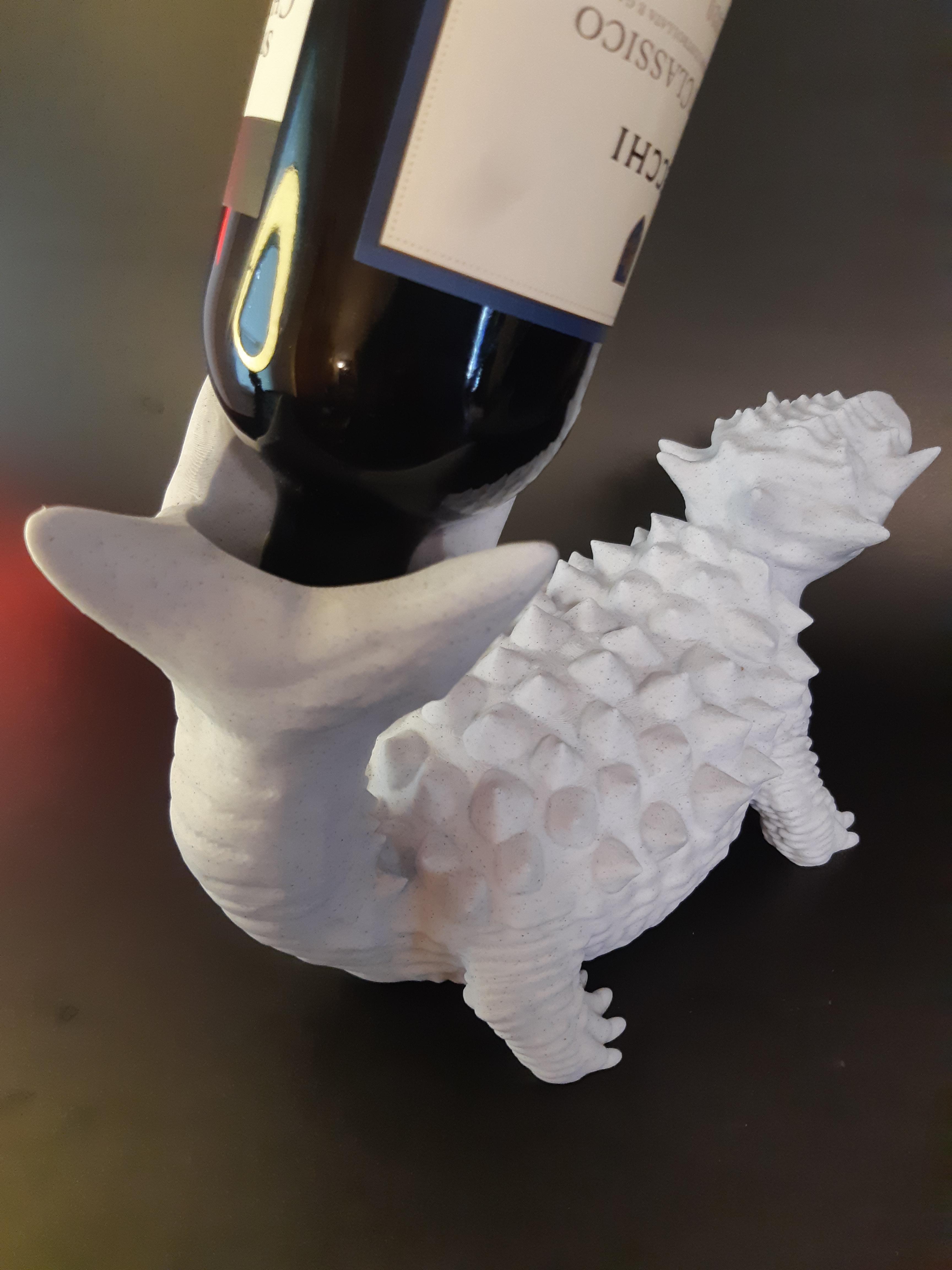 Ankylosaurus Wine Bottle Holder - Support Free 3d model