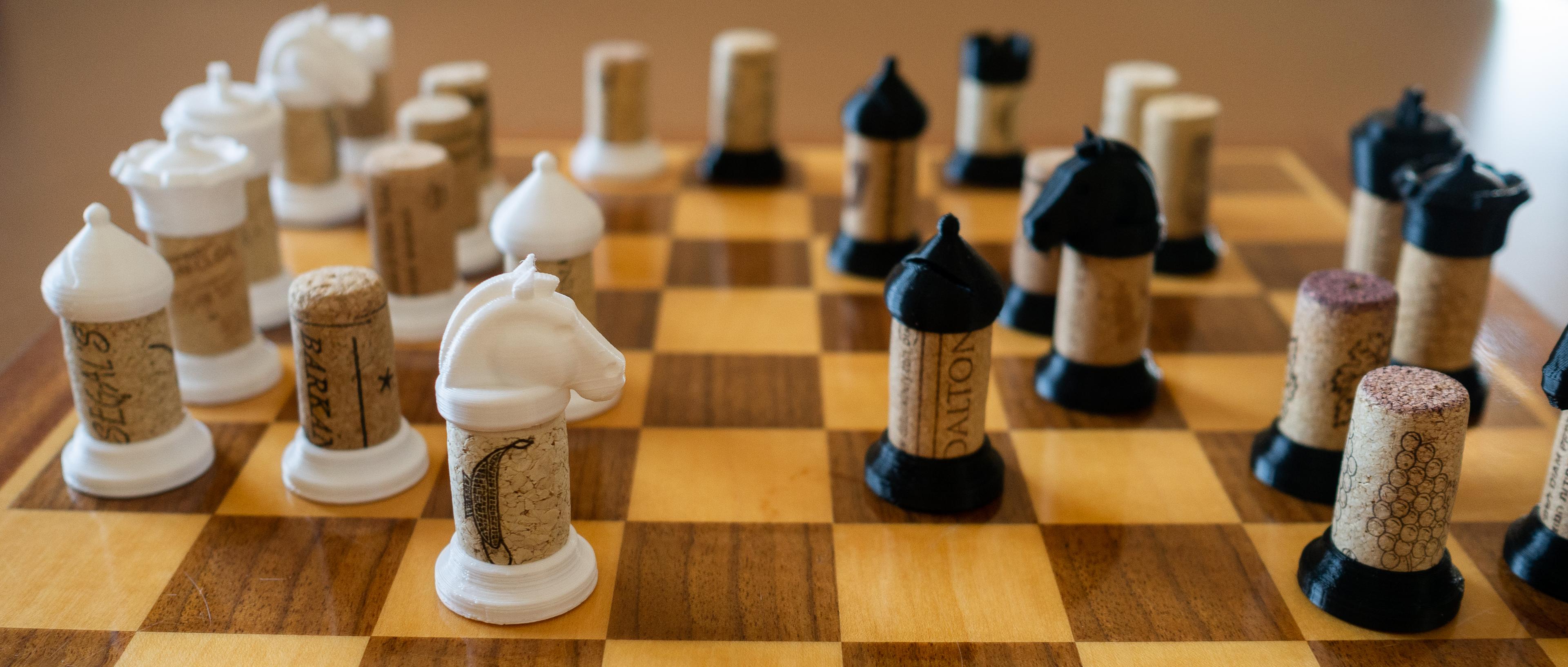 Wine Cork Chess Set 3d model