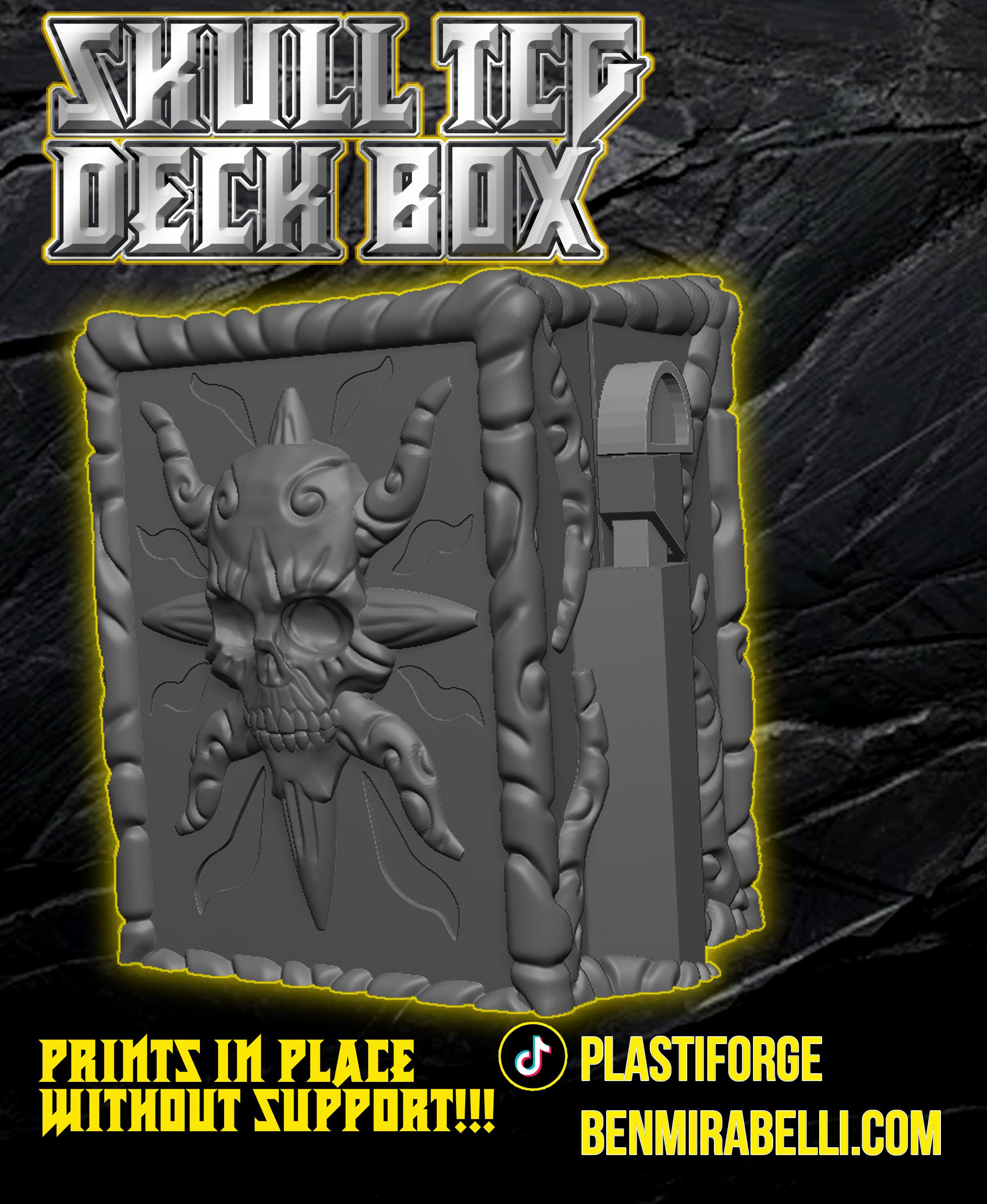 Print in Place skull TCG deck box 3d model