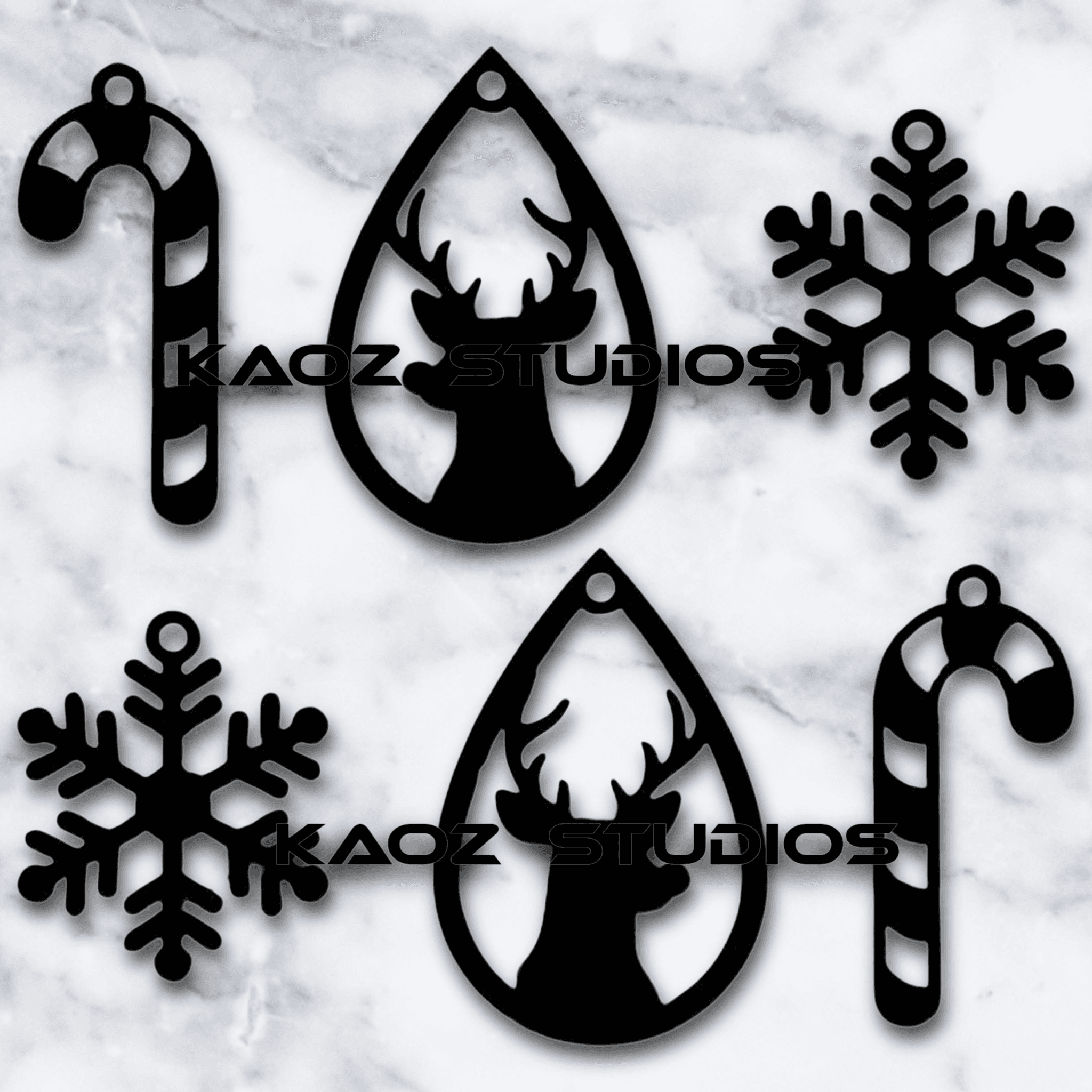 snow_deer_earring_bundle.stl 3d model