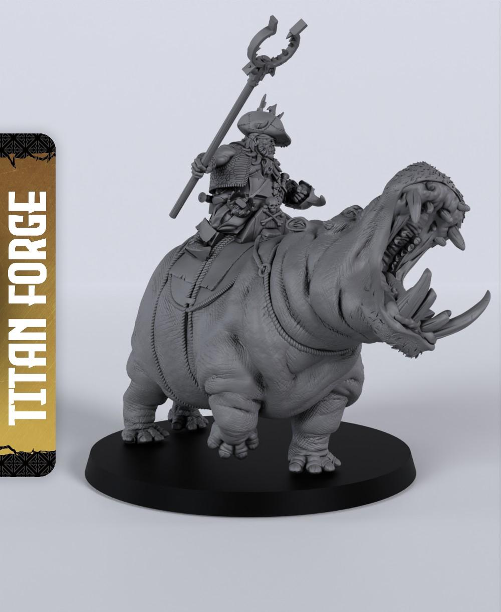 Ogre Hippopotamus Hero - With Free Dragon Warhammer - 5e DnD Inspired for RPG and Wargamers 3d model