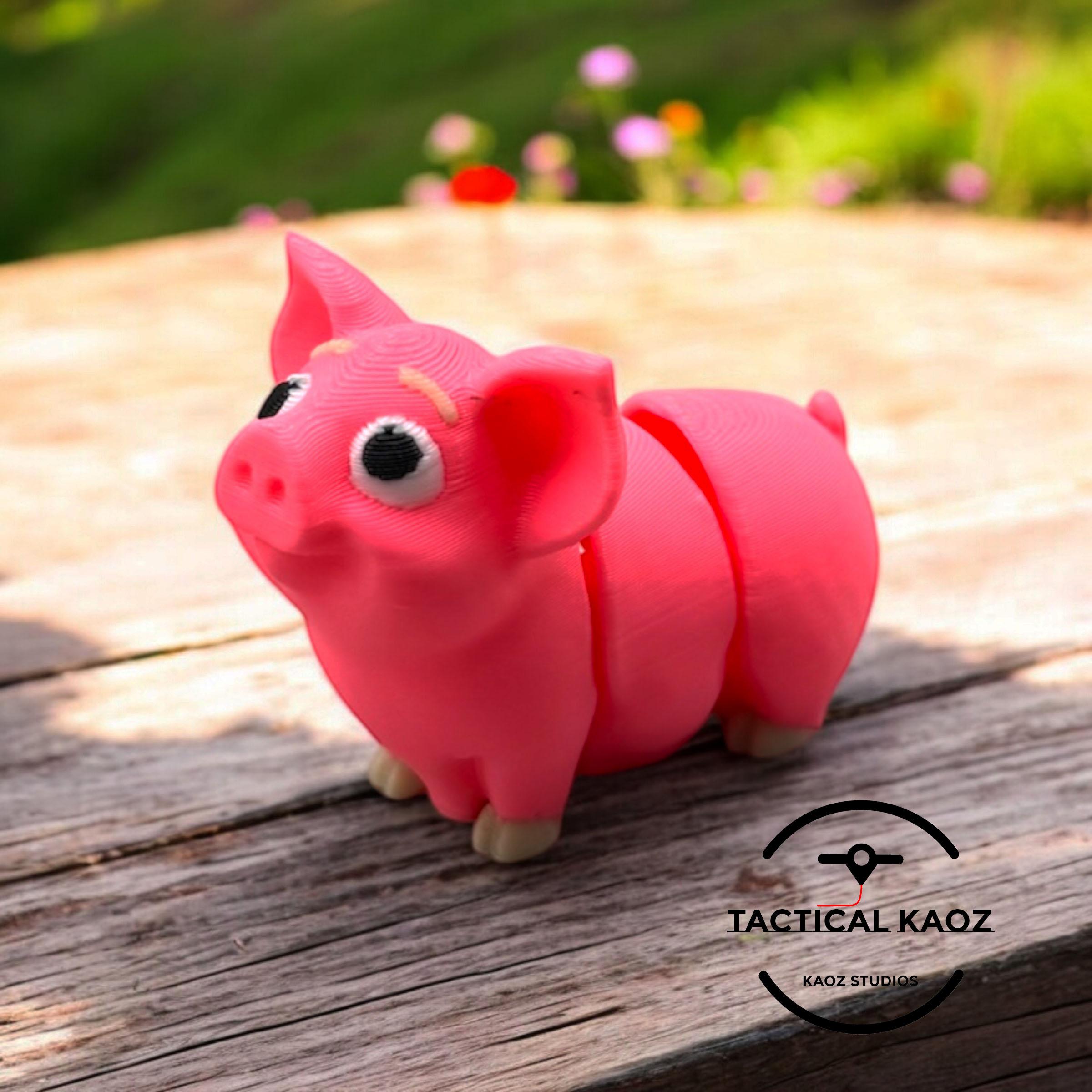 Wiggly Pig - Flexy Piggy Articulating - Print in Place  3d model