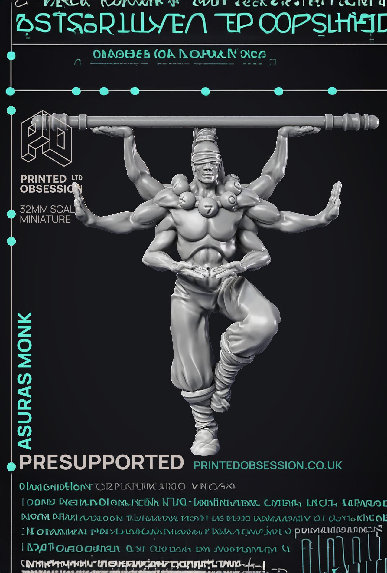 Asuras Monk - Celestial - Heaven Hath no Fury - PRESUPPORTED - 32mm Scale  3d model