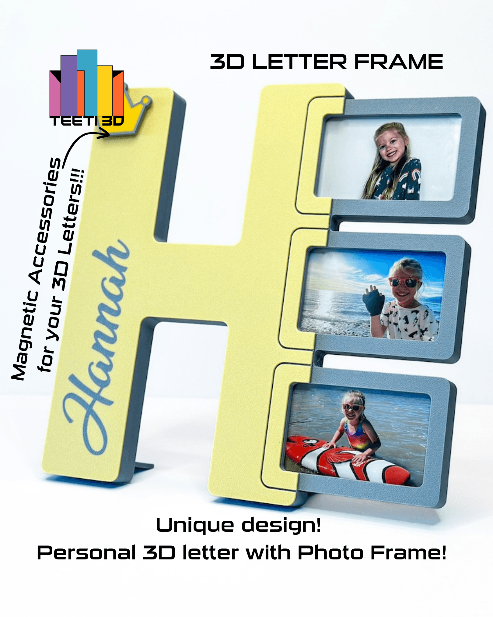 3D Letter "H" with Photo Frame 3d model