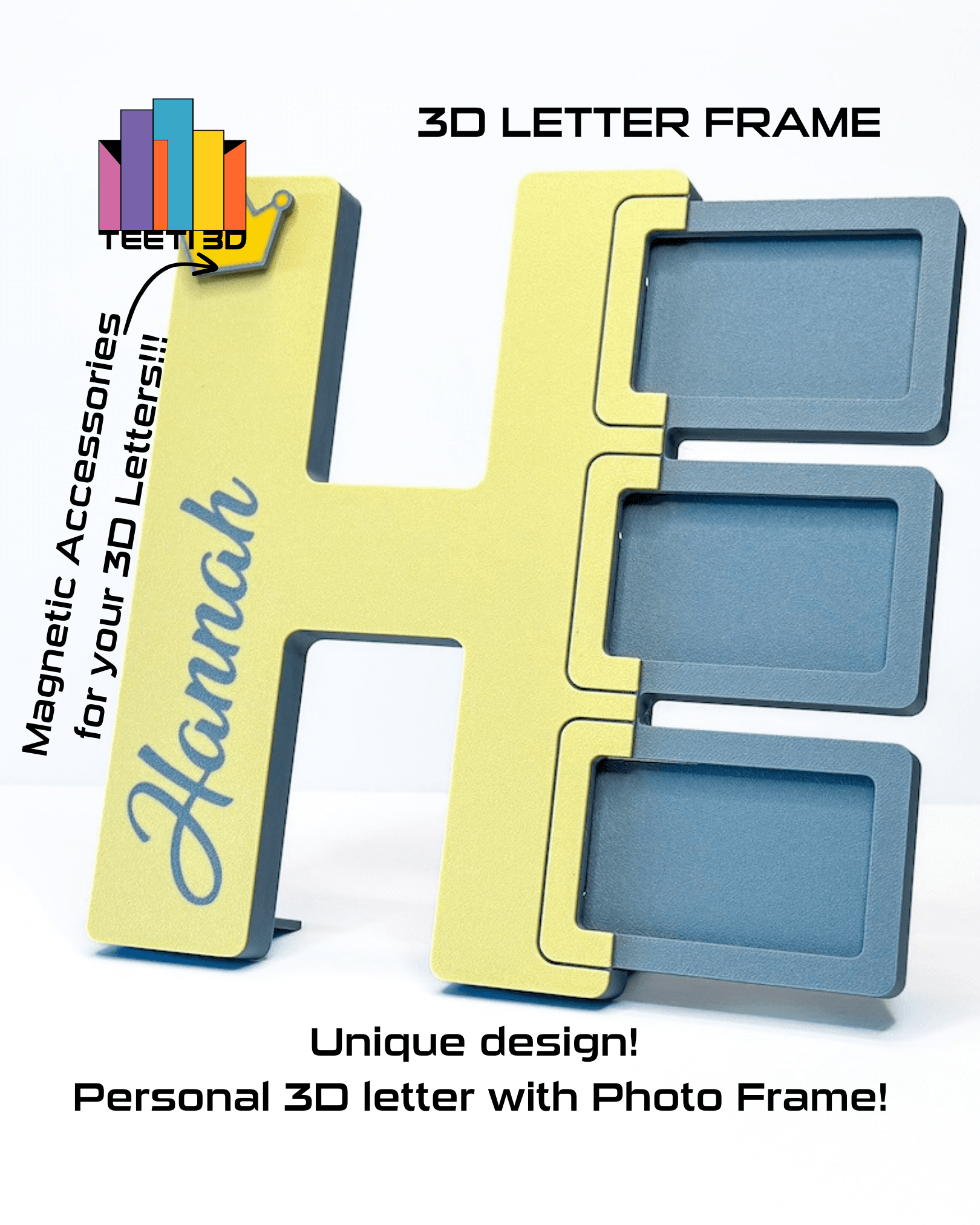 3D Letter "H" with Photo Frame 3d model