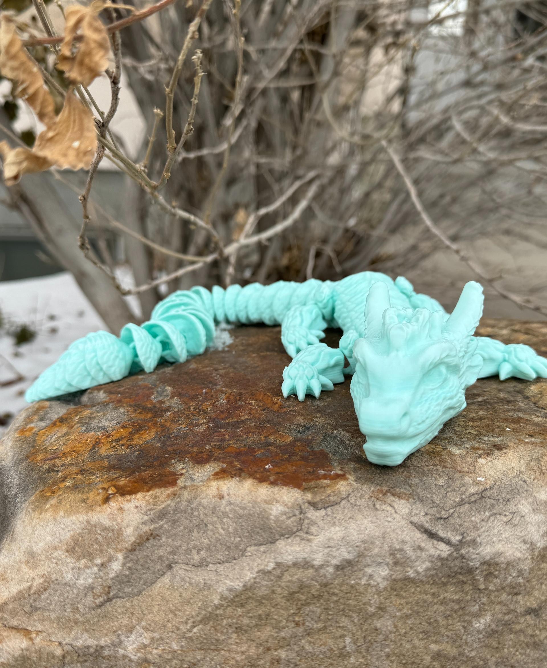 Chip, Wood Dragon  - It's cold and there's snow on the ground, so Chip is wearing his Winter colors to blend in a little better!

Printed at 122% scale on the Bambu X1C with Bambu Arctic Whisper PLA Basic at 0.2mm layer height. - 3d model