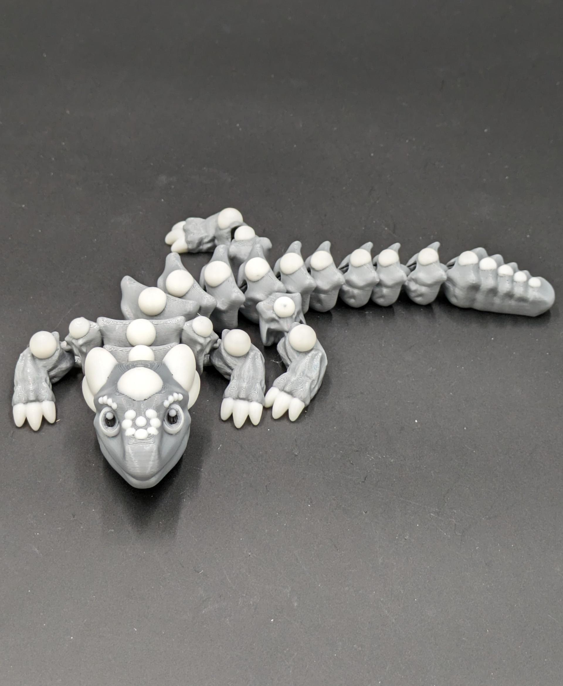 Articulated Dragon - Pearl Dragon, Style #1 - Snap-Flex Fidget Toy 3d model