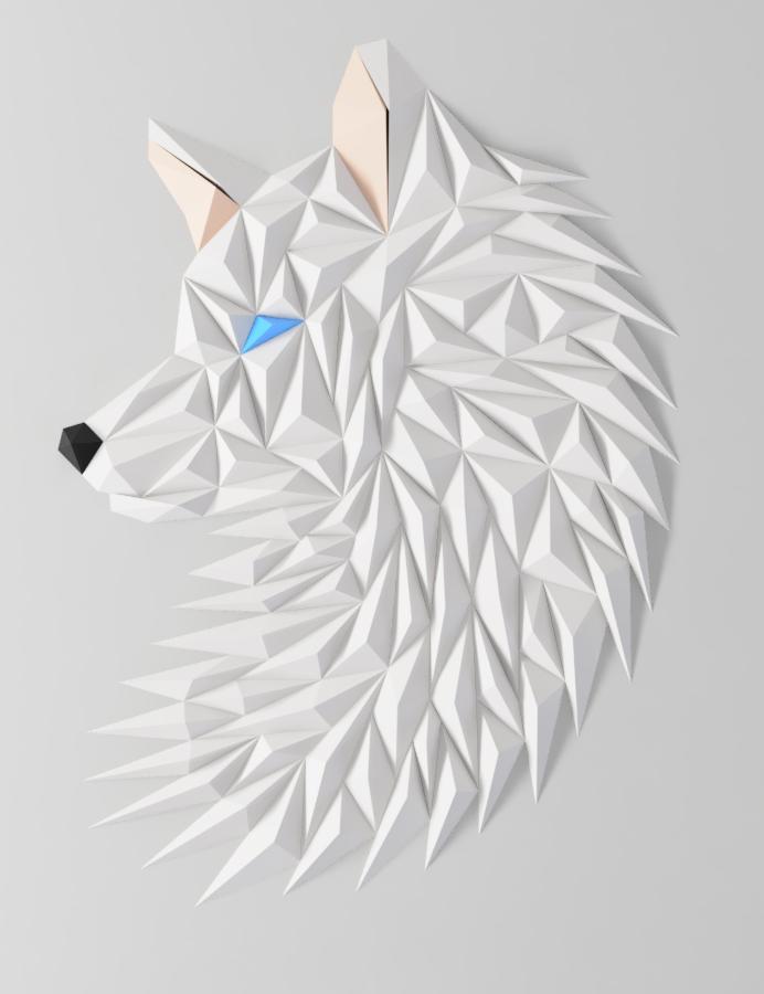 Geometric Wolf (fox) head wall art 3d model