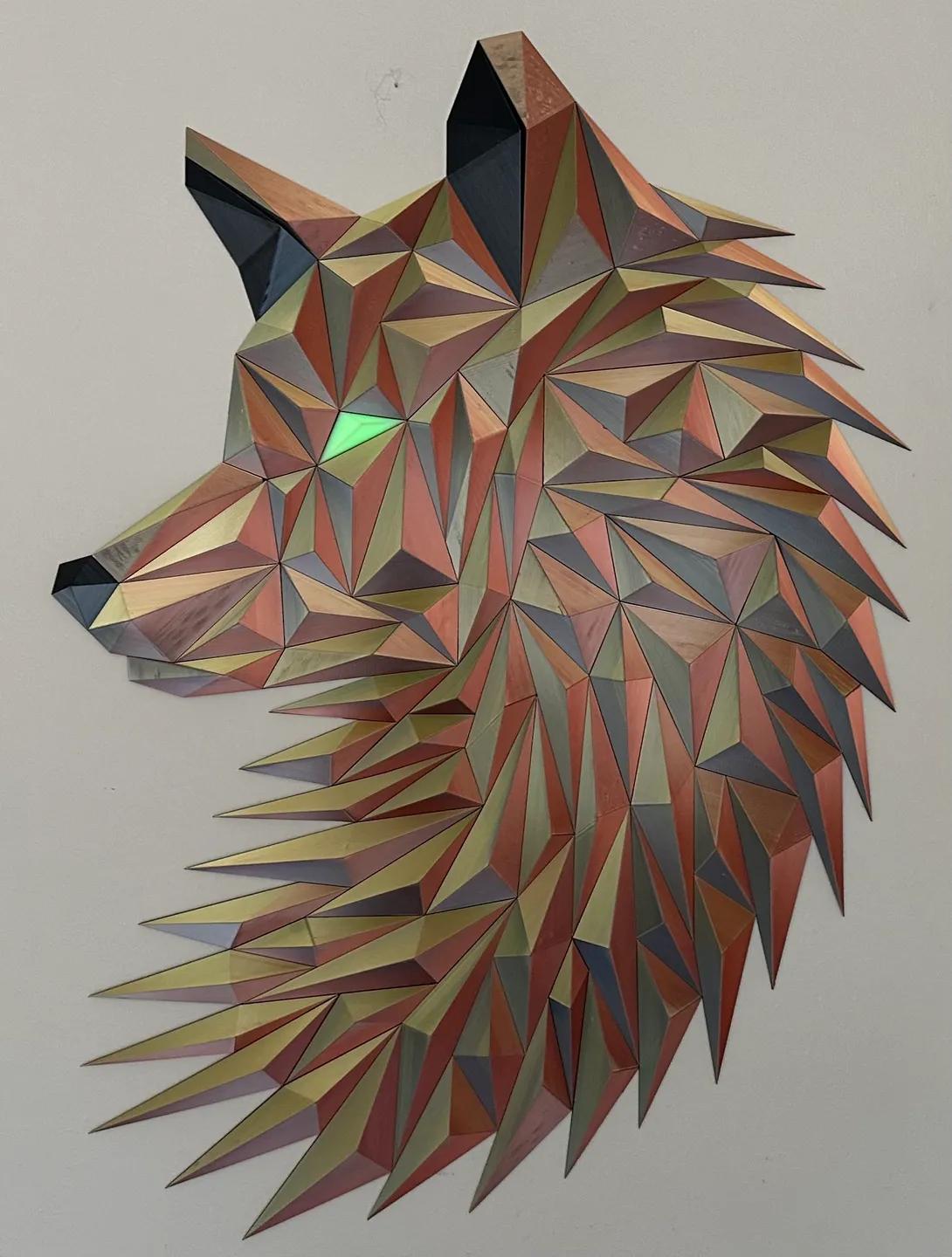 Geometric Wolf (fox) head wall art 3d model