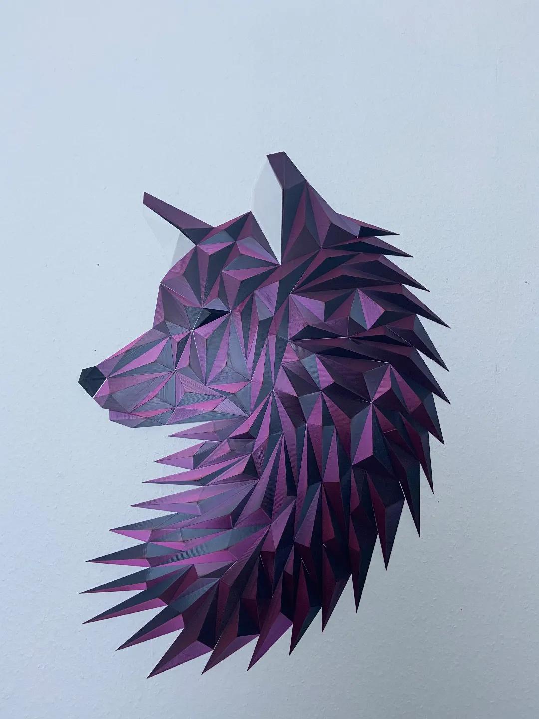 Geometric Wolf (fox) head wall art 3d model