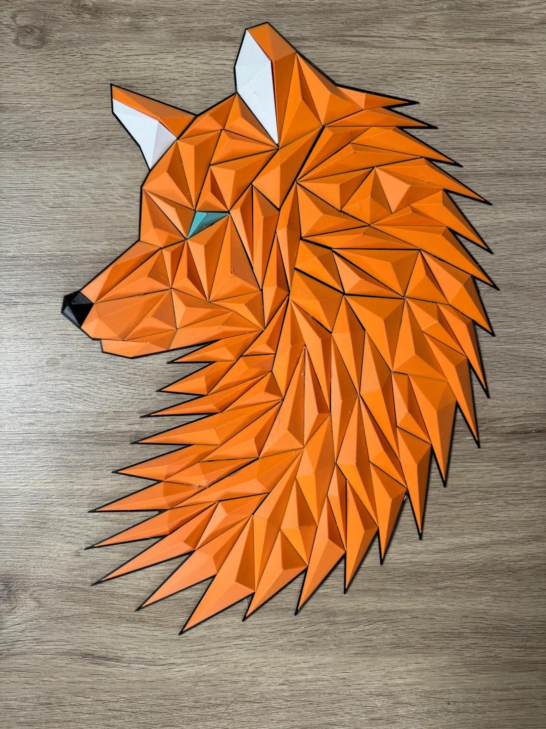 Geometric Wolf (fox) head wall art 3d model