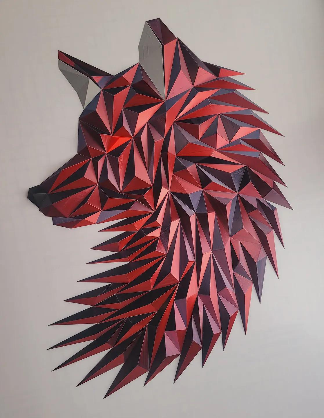 Geometric Wolf (fox) head wall art 3d model