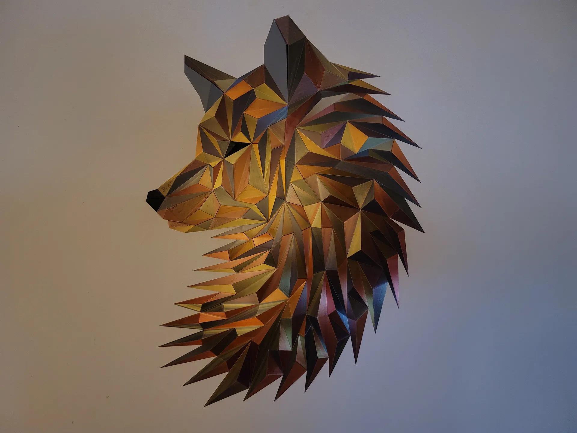 Geometric Wolf (fox) head wall art 3d model