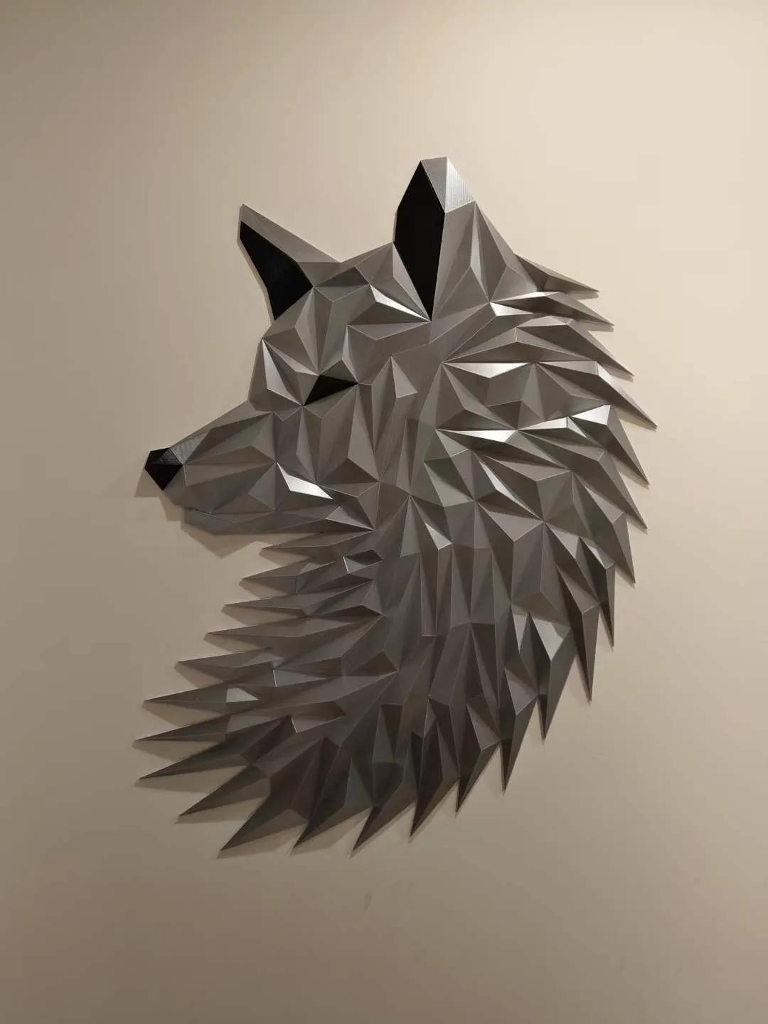 Geometric Wolf (fox) head wall art 3d model