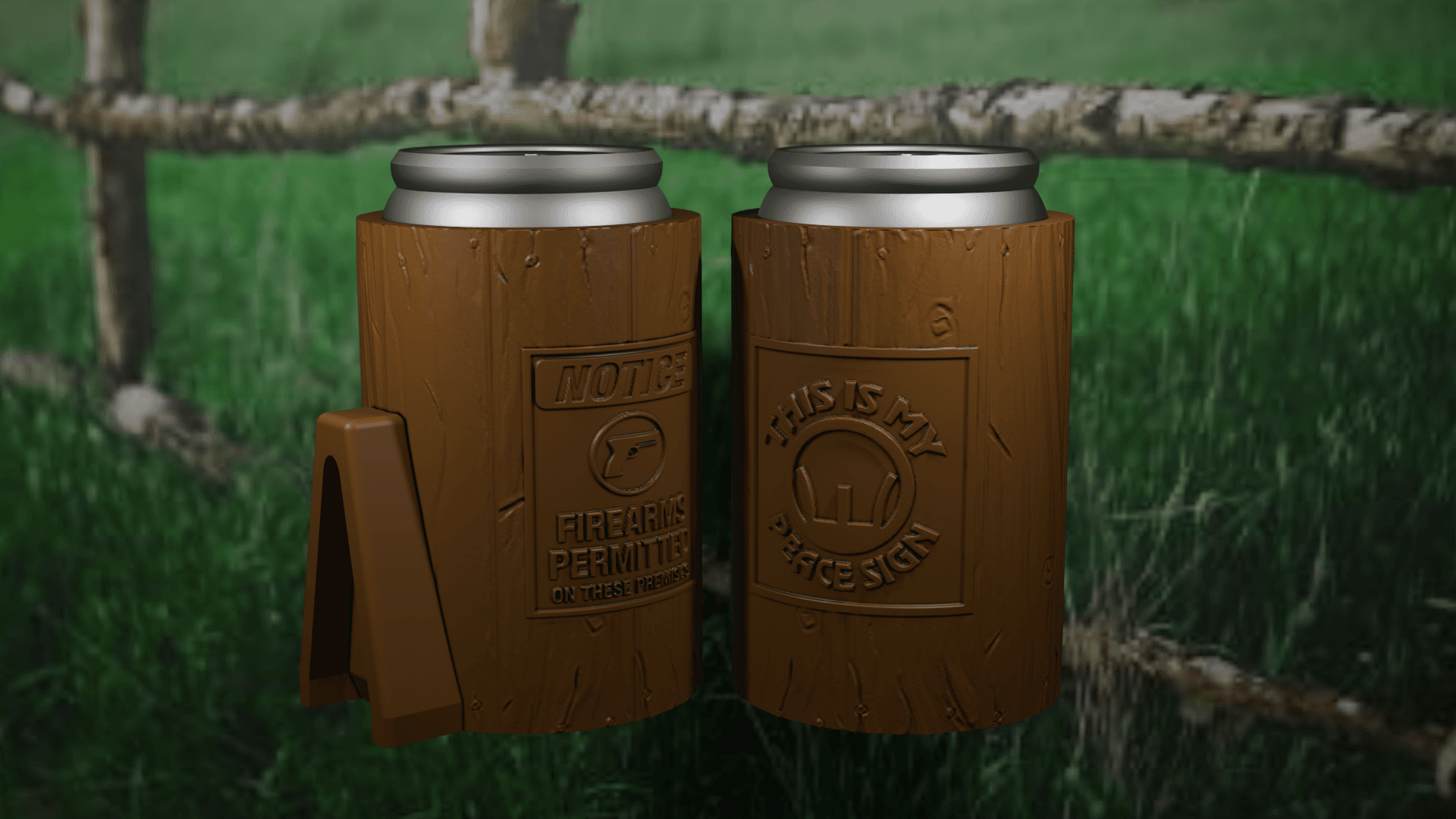 Fence Post Sign Beer Can Holders – Set 2 3d model