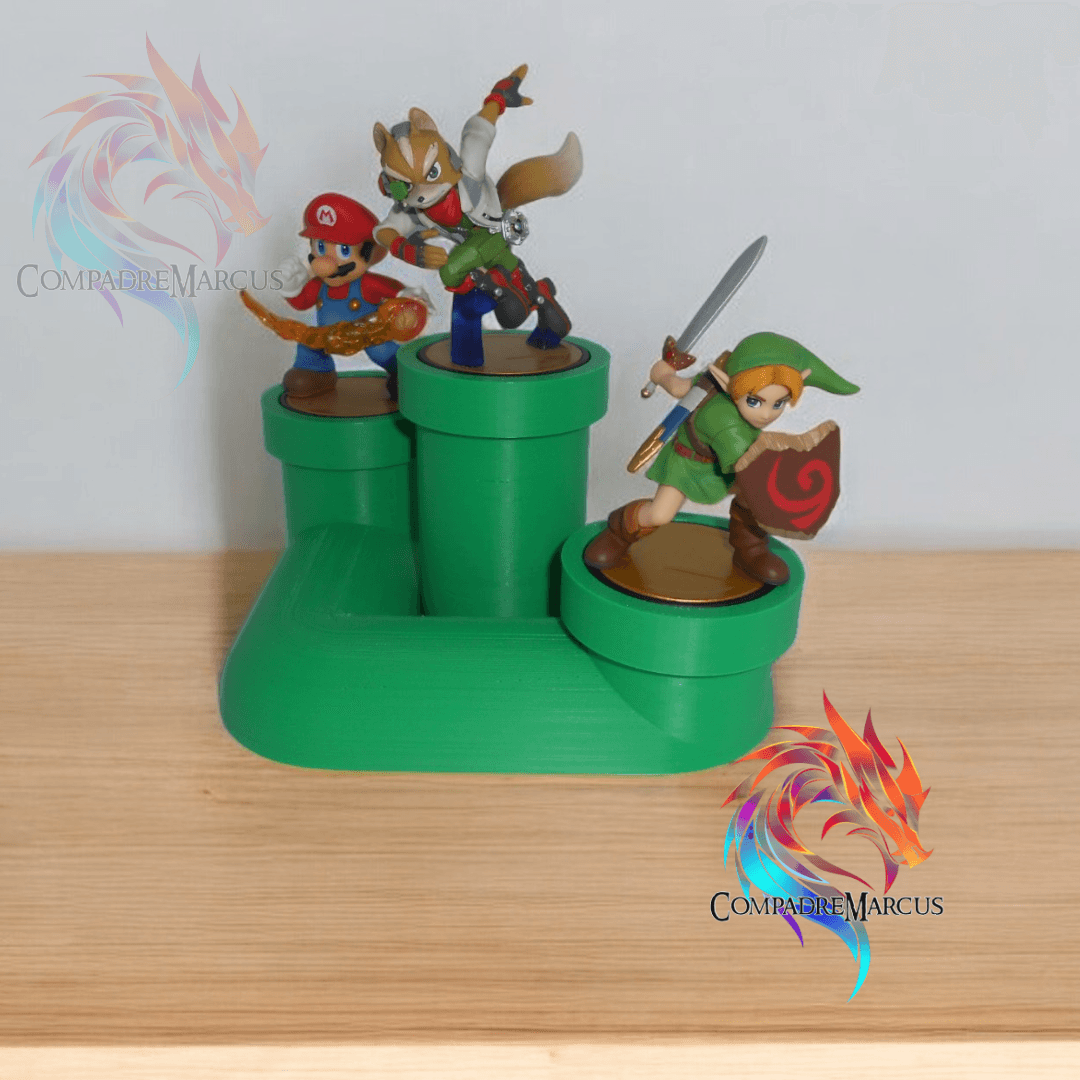 Amiibo Triple Pipe Display / No supports 3d model