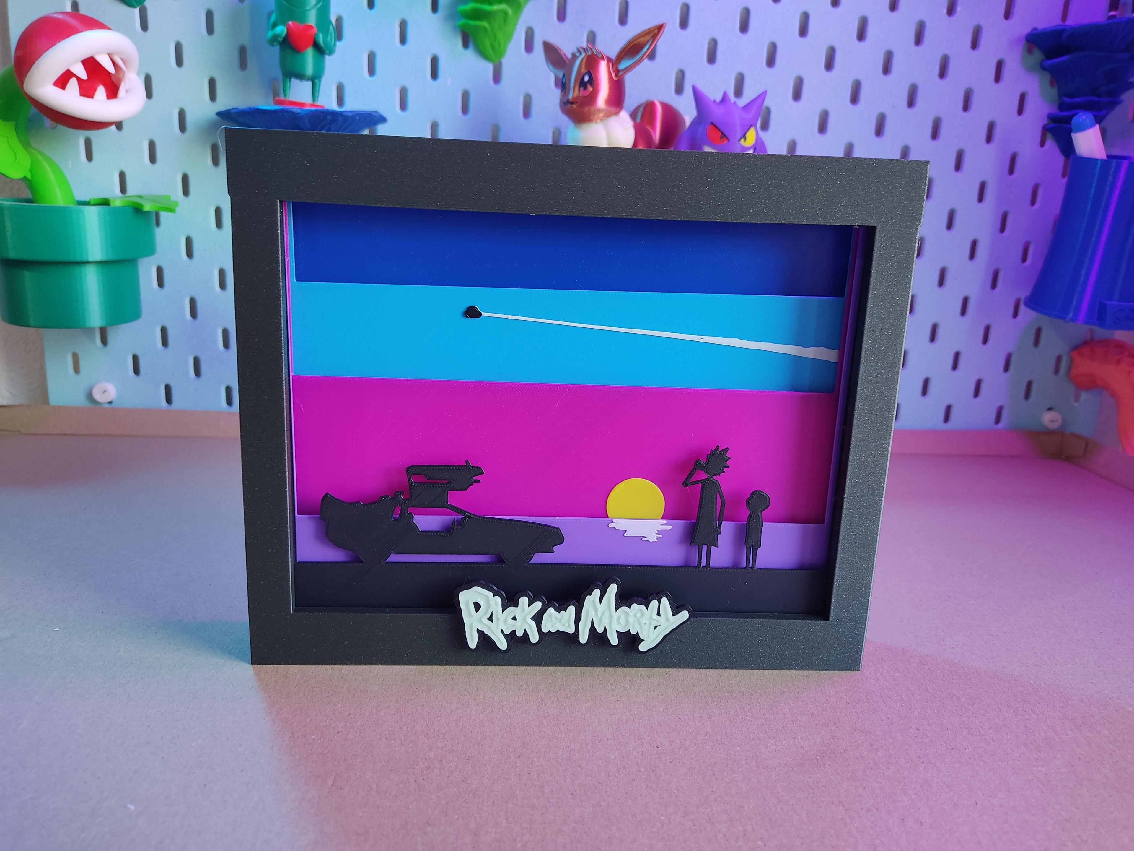 Rick and Morty plates and logo for Light and Shadow Box 3d model