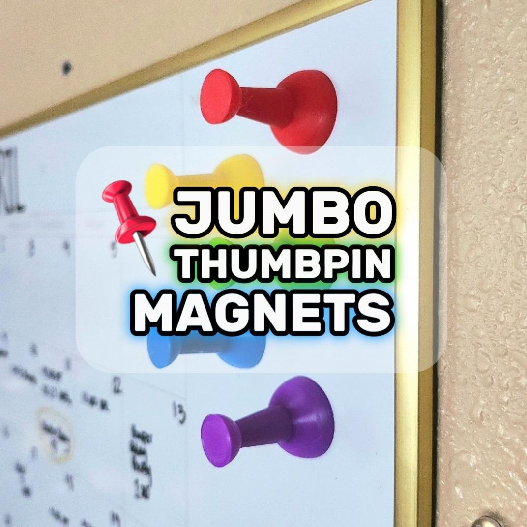 Jumbo Decorative Oversized Push Pin Tack Magnet [with Embedded + Flush Cutouts] 3d model