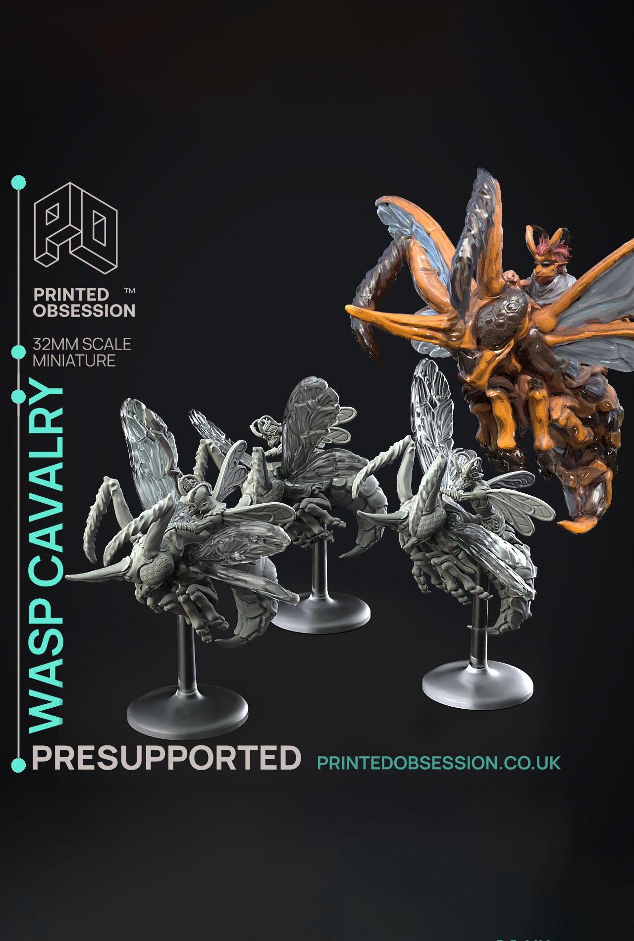 Wasp Calvary - Not The Bees - PRESUPPORTED - Illustrated and Stats - 32mm scale			 3d model