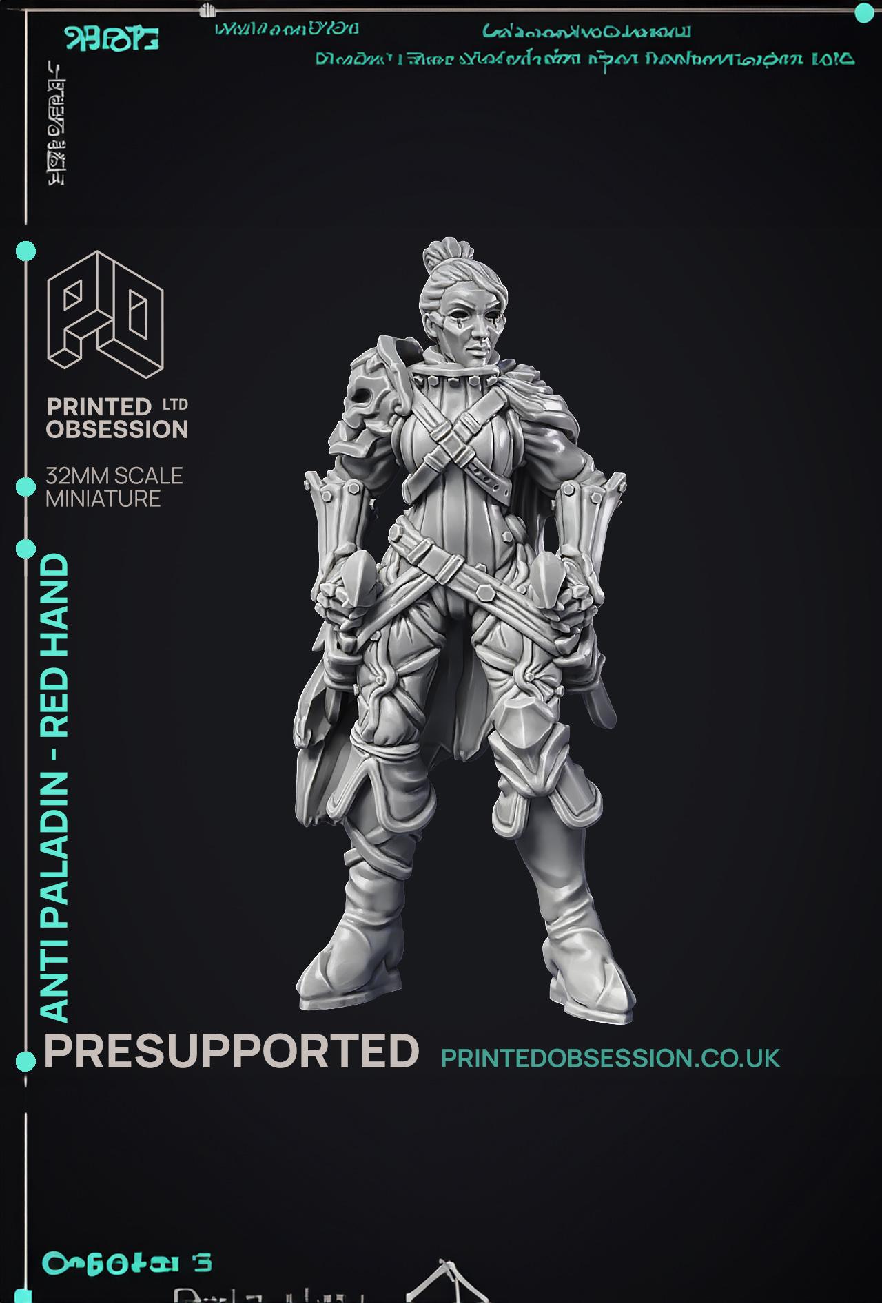 Anti Paladin - Red Hand - PRESUPPORTED - Hell Hath No Fury - 32mm scale 3d model