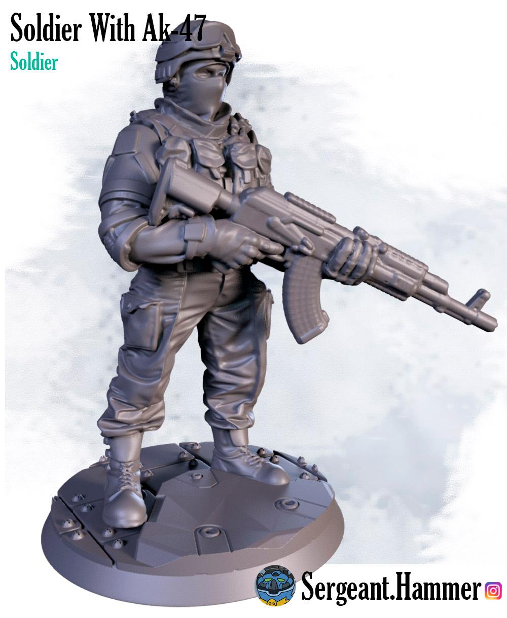 Soldier with Ak - 47 3d model