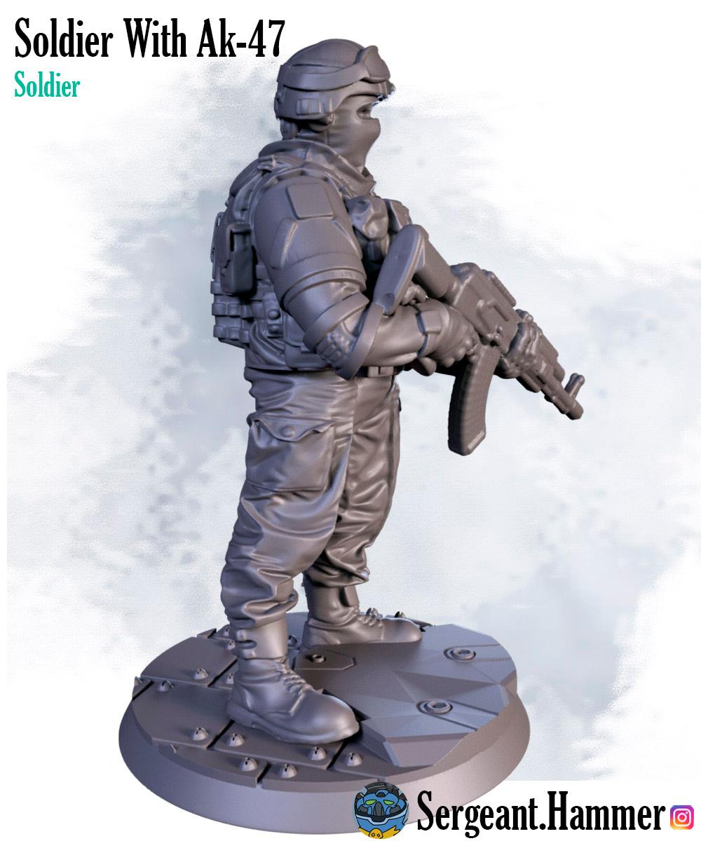 Soldier with Ak - 47 3d model