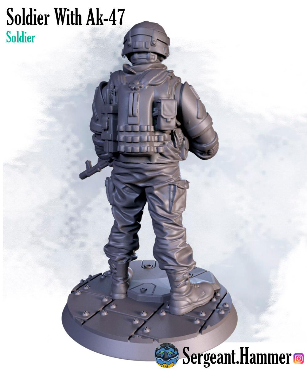 Soldier with Ak - 47 3d model