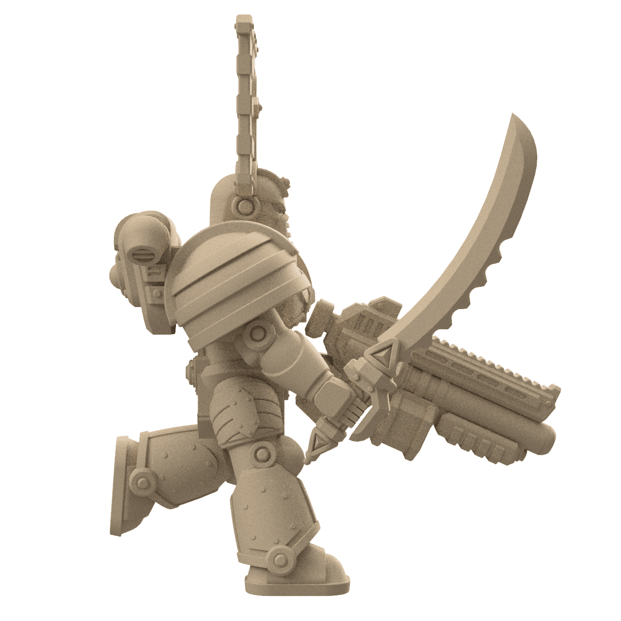 Modular 3D Printable Dune Raiser Leader Miniature for Wargaming - Customizable Tabletop Game Figure 3d model