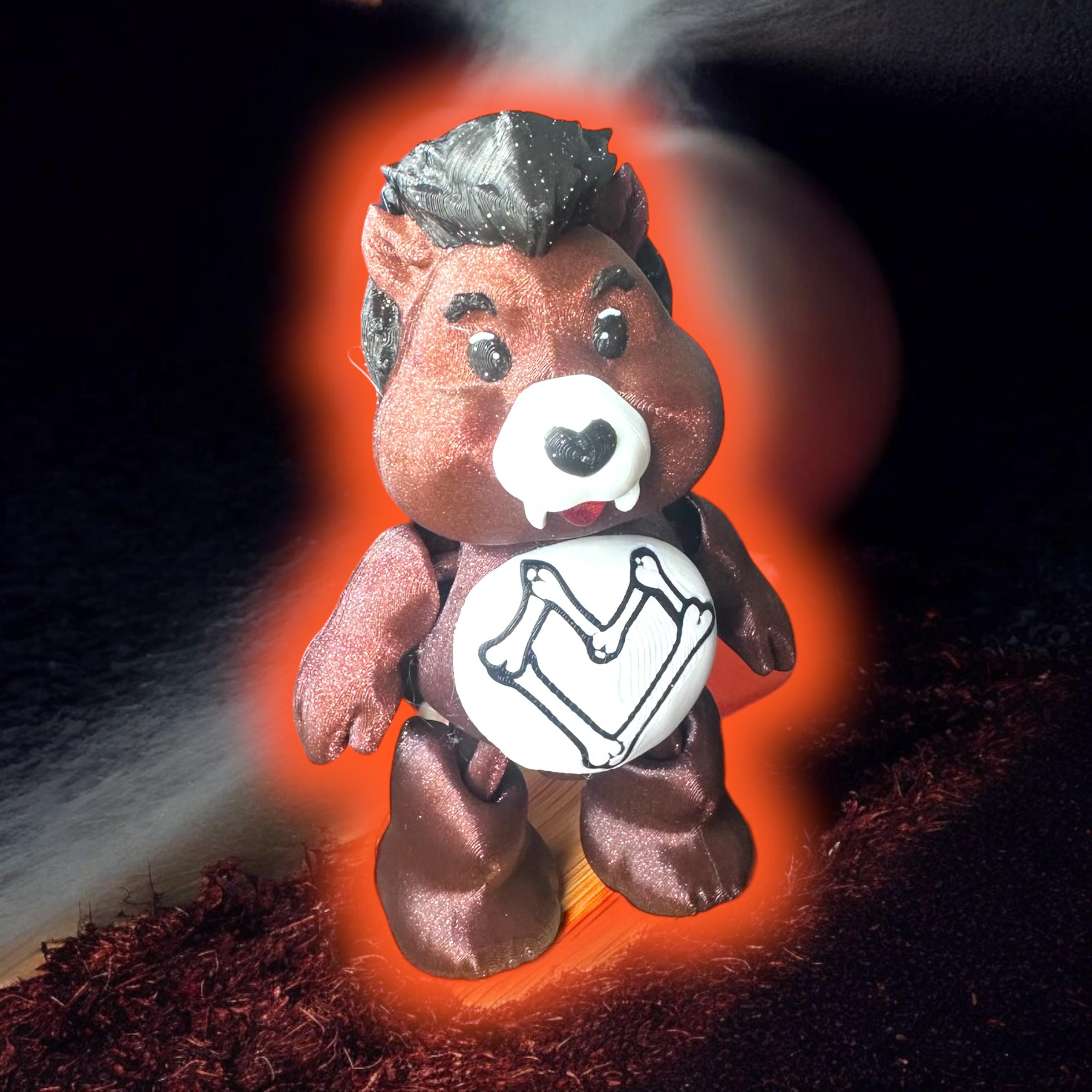 WereWolf Care Bear, Monster, Trick or Treat Bear, Flexi, Flexible, Print in Place, Articulate 3d model