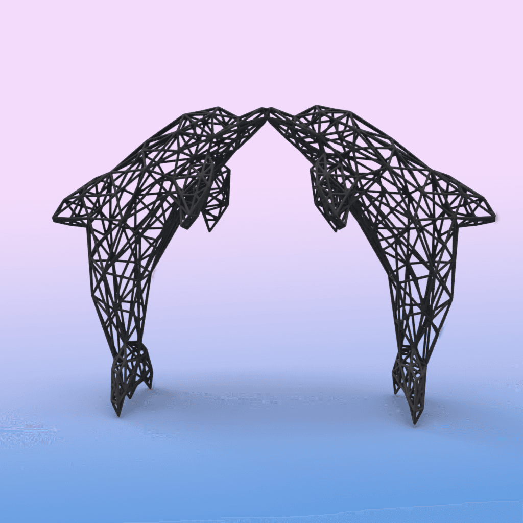 KISSING DOLPHINS WIRE GRID SCULPTURE 🌊 3d model