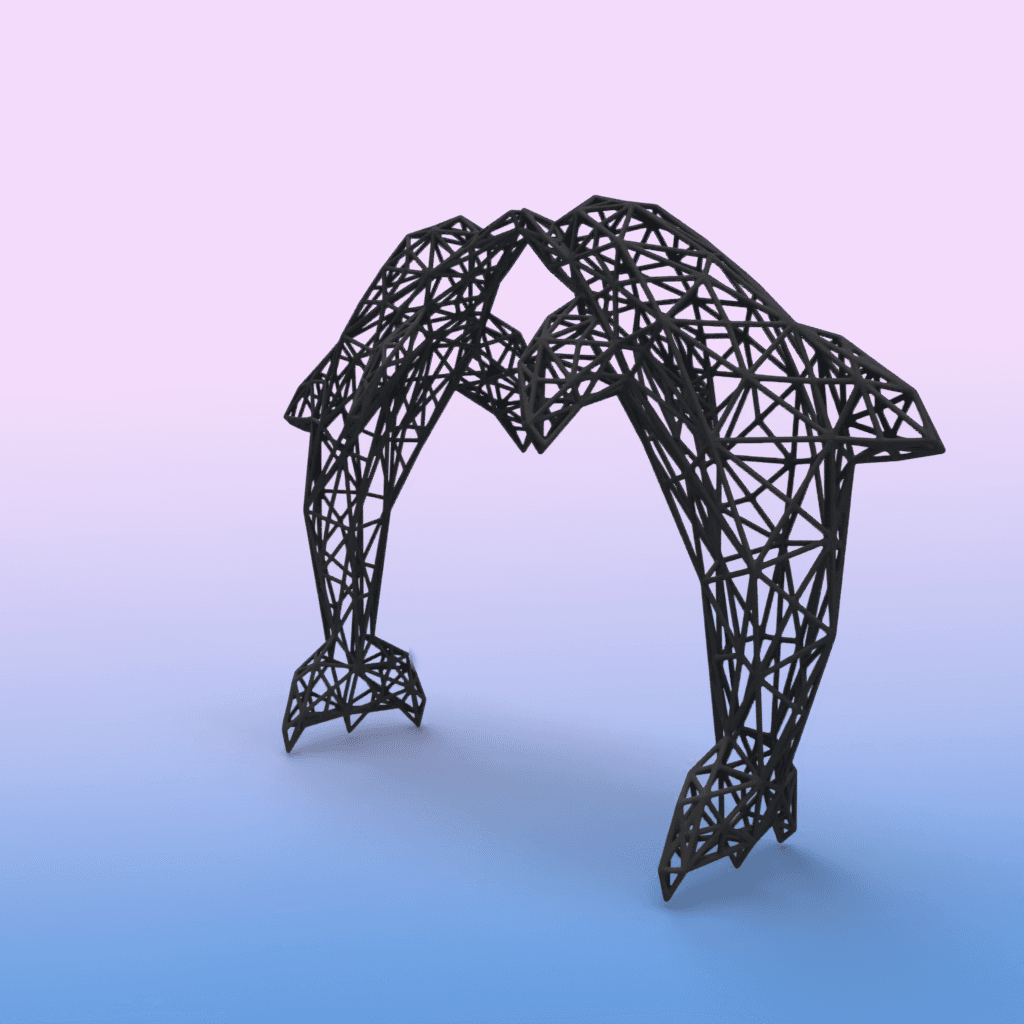 KISSING DOLPHINS WIRE GRID SCULPTURE 🌊 3d model