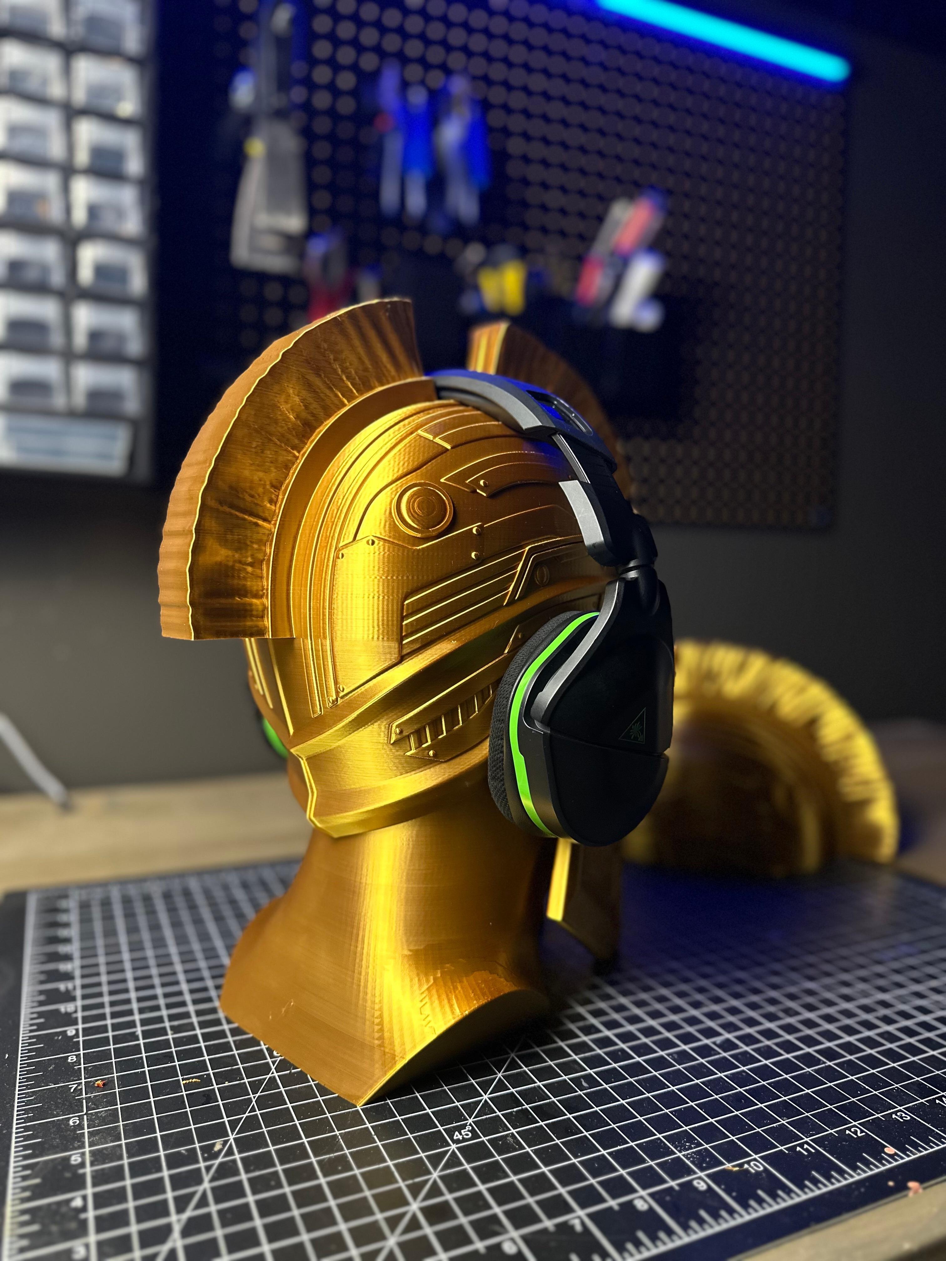 Cyber Spartan Headphone Holder/Bust 3d model