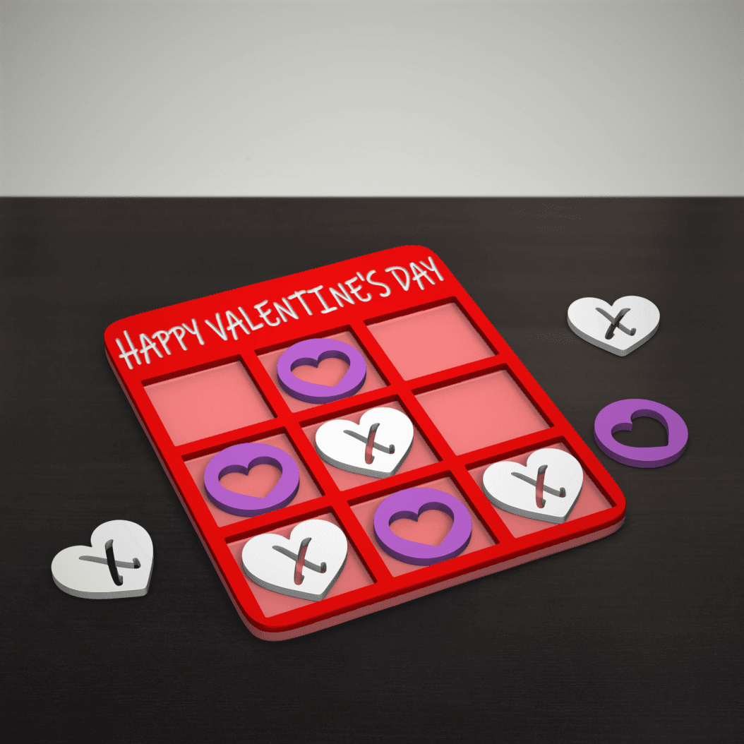 Valentine's Tic-Tac-Toe 3d model