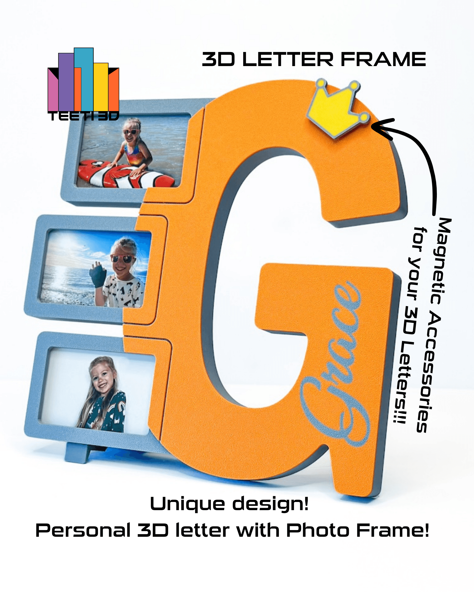 3D Letter "G" with Photo Frame 3d model