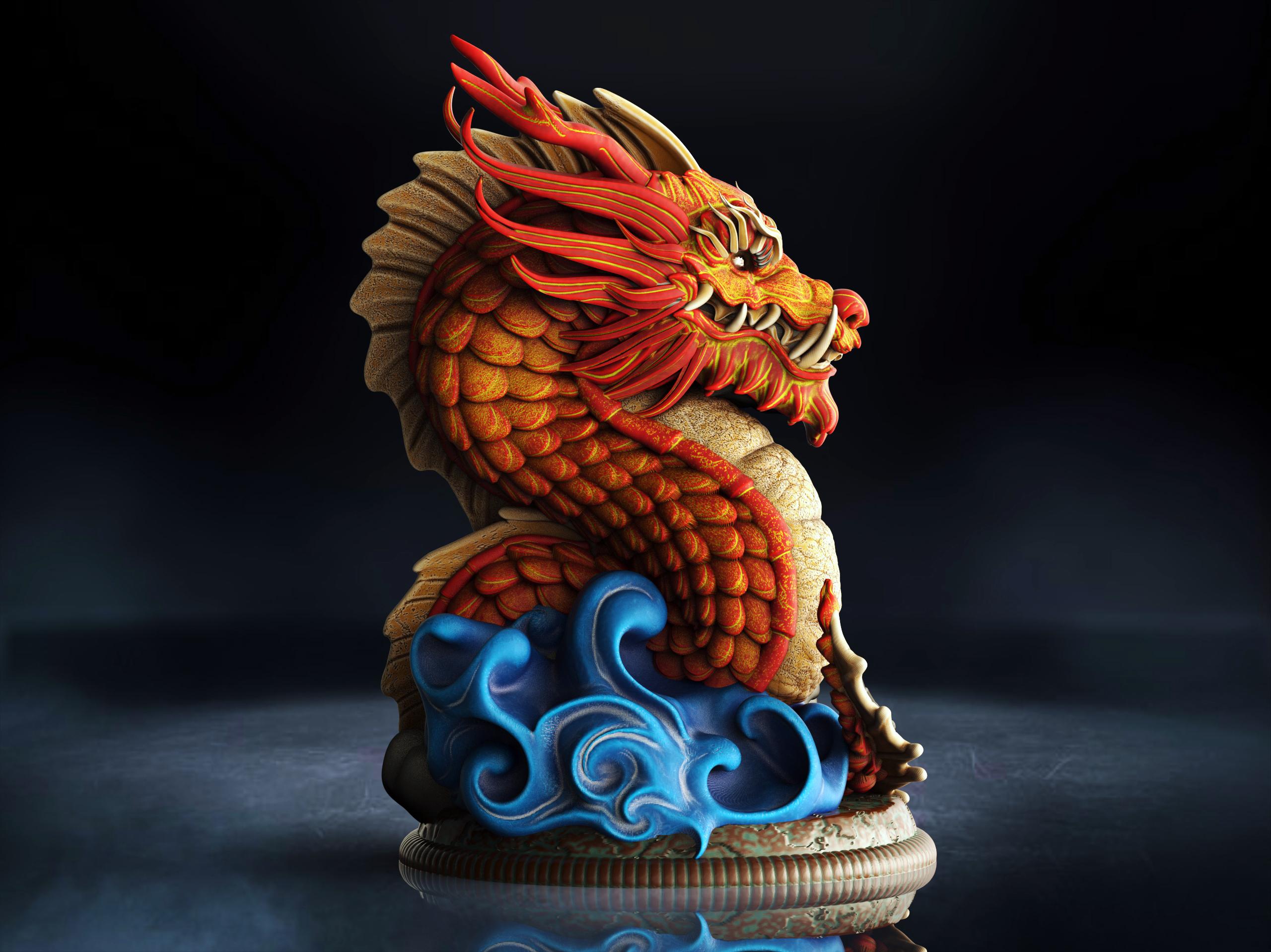 ChineseDragon Bust (Pre-Supported) 3d model