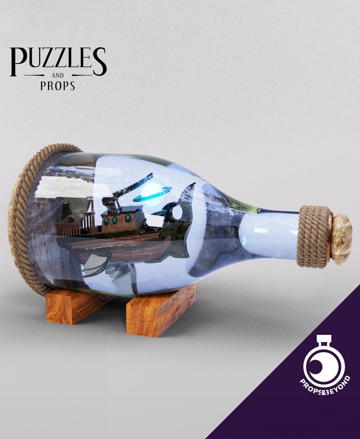 Flying Galleon in a Bottle 3d model