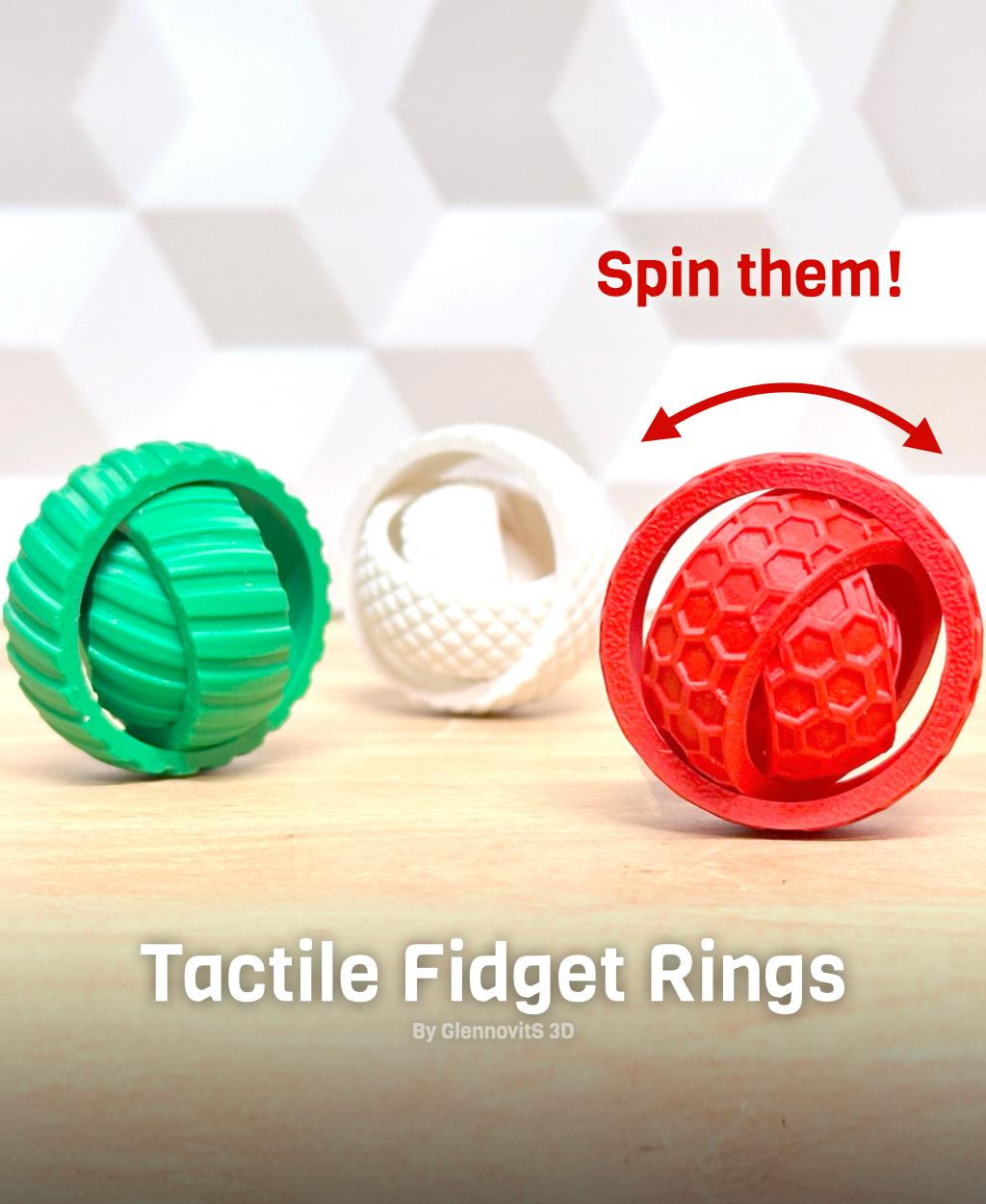 Tactile Fidget Rings (spinning fun toy) 3d model