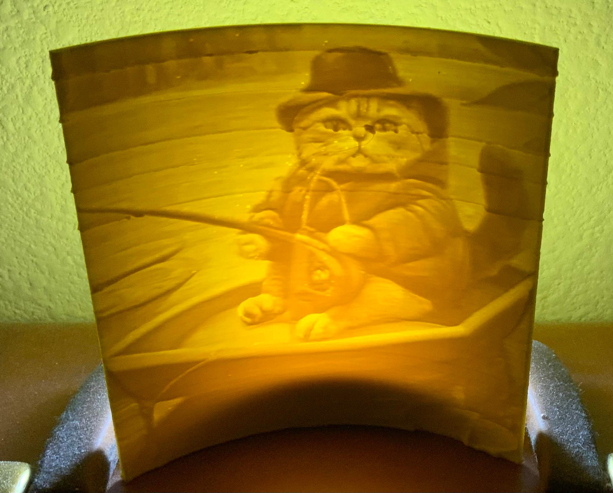 Lithophane of a Cat Fishing 3d model